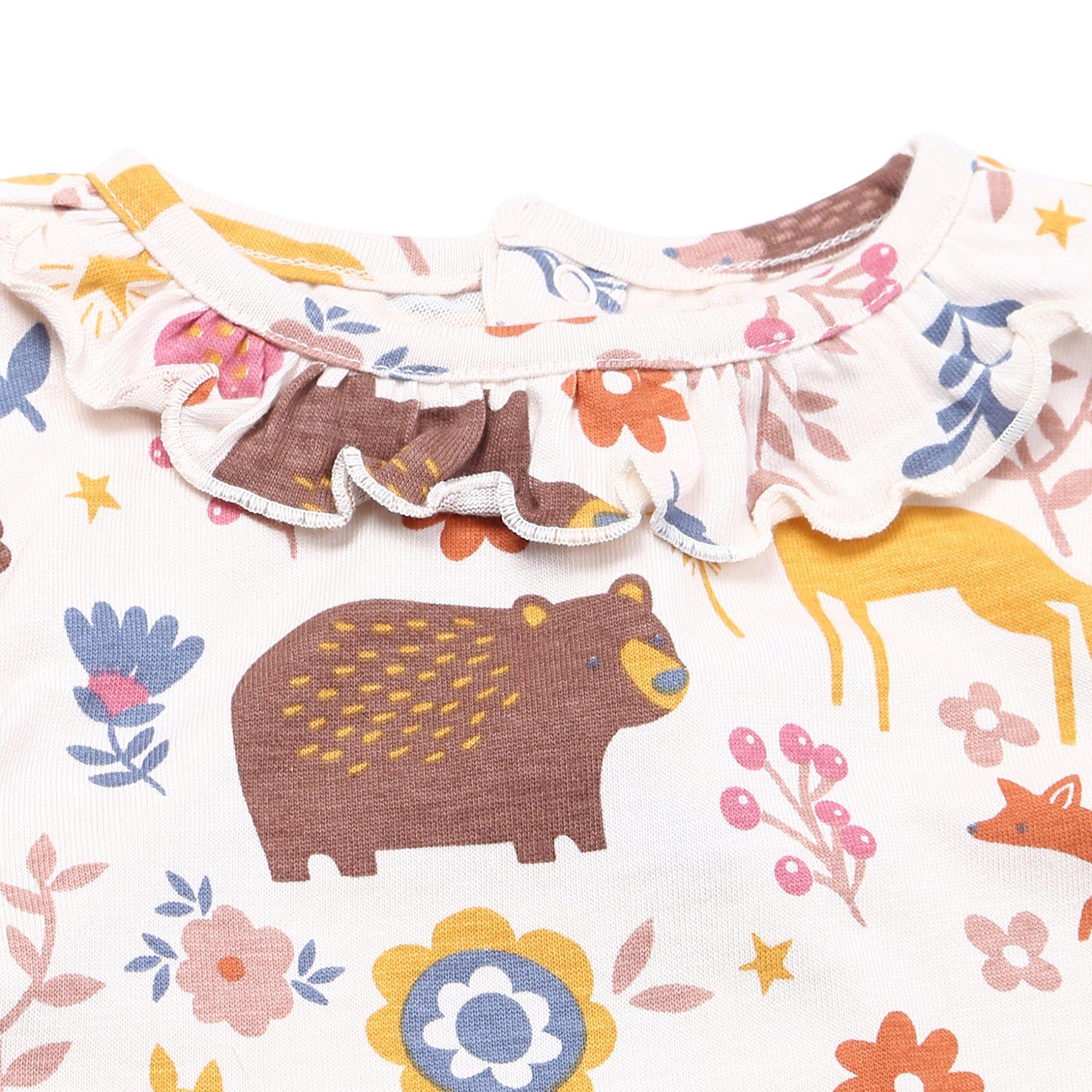 Ecru - Lilly and Sid - & Sid Multicoloured Animal Forest Print And Plain Top - 2 Pack - 2