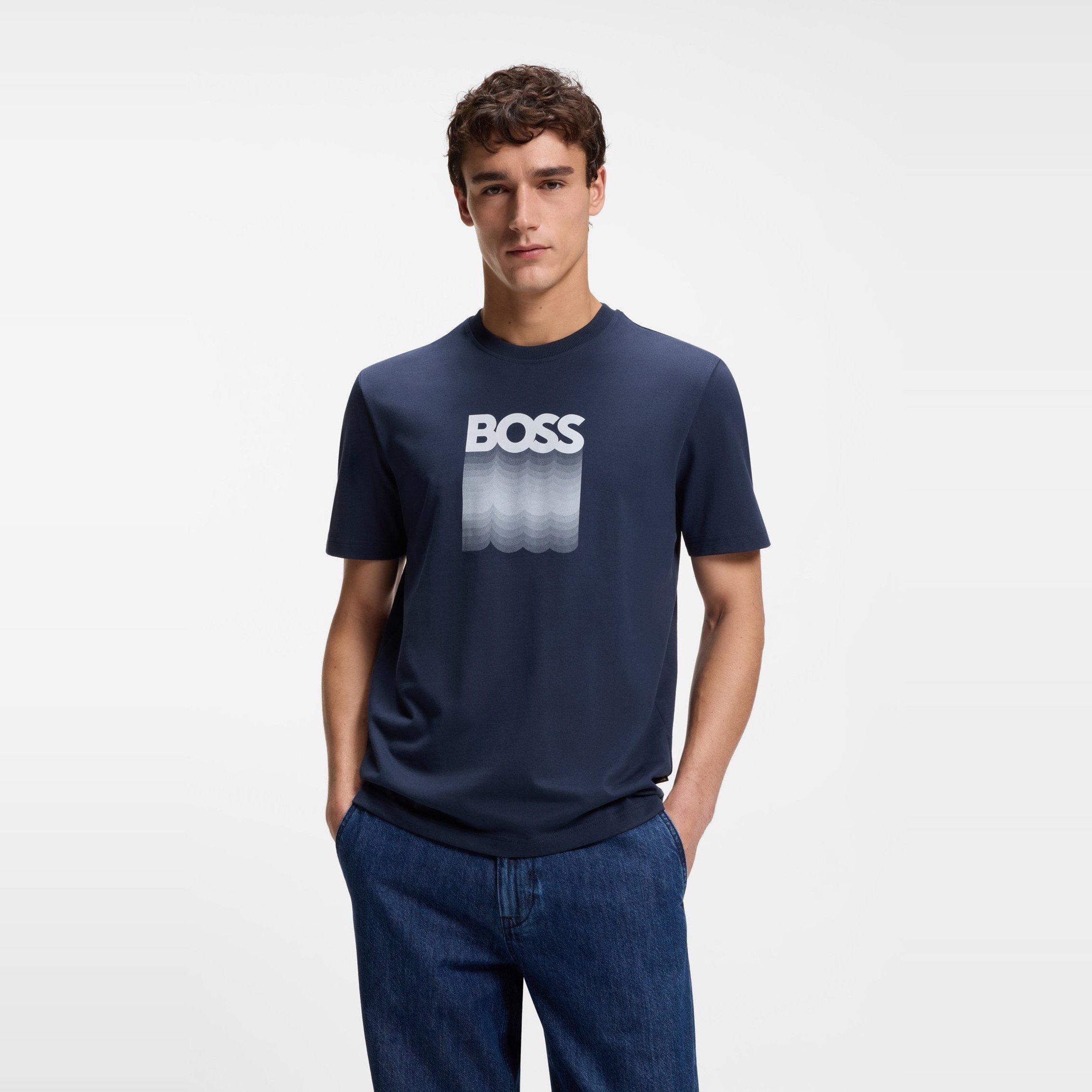Open Blue - Boss - Men's Insignia Cotton Graphic Crew-Neck Short-Sleeve T-Shirt - 2