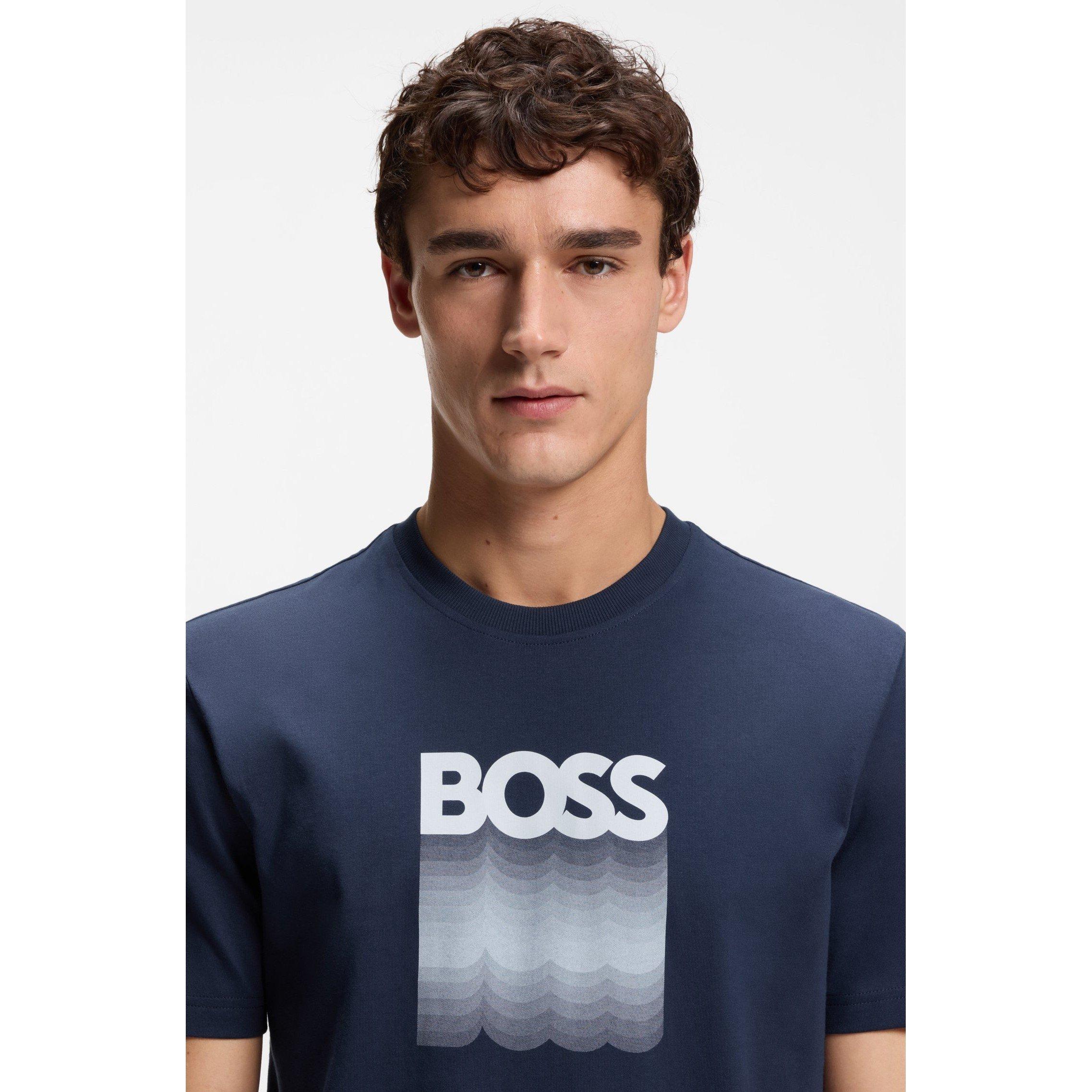 Open Blue - Boss - Men's Insignia Cotton Graphic Crew-Neck Short-Sleeve T-Shirt - 4