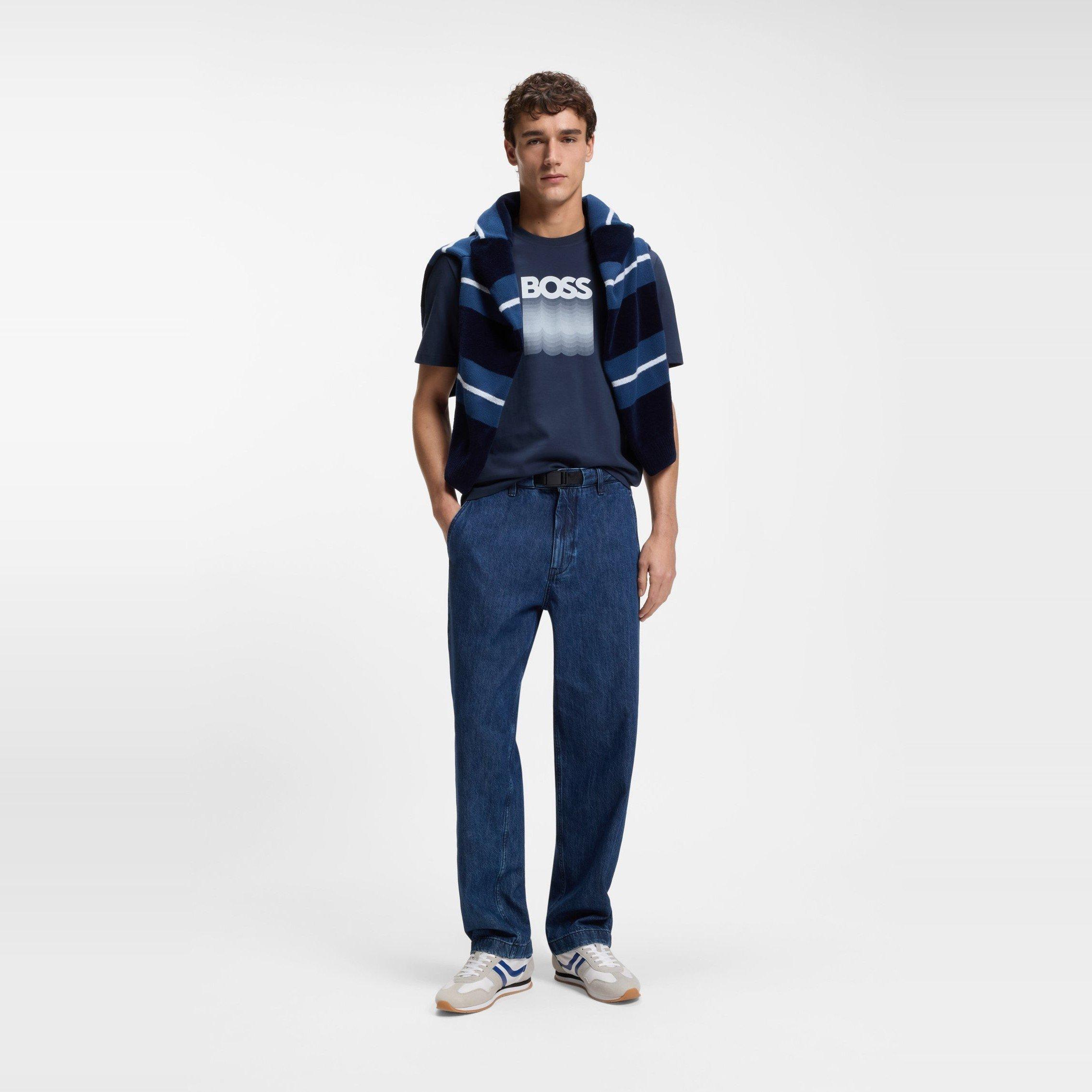 Open Blue - Boss - Men's Insignia Cotton Graphic Crew-Neck Short-Sleeve T-Shirt - 5