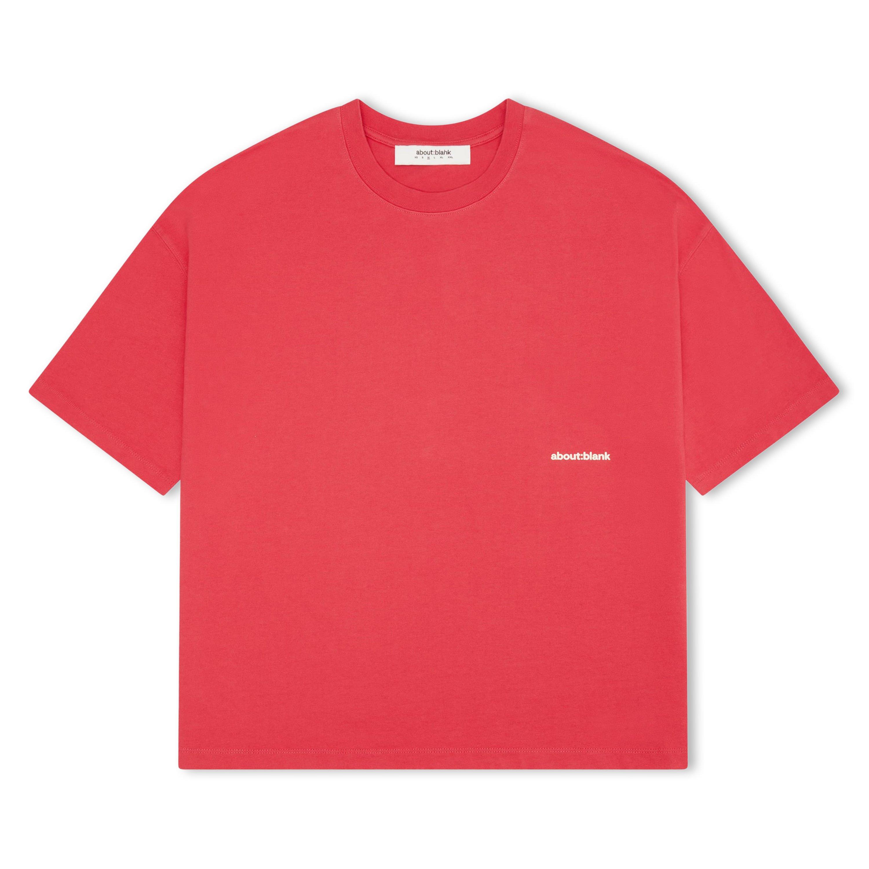 about:blank Mens Box T-Shirt - Red/Ecru - Large