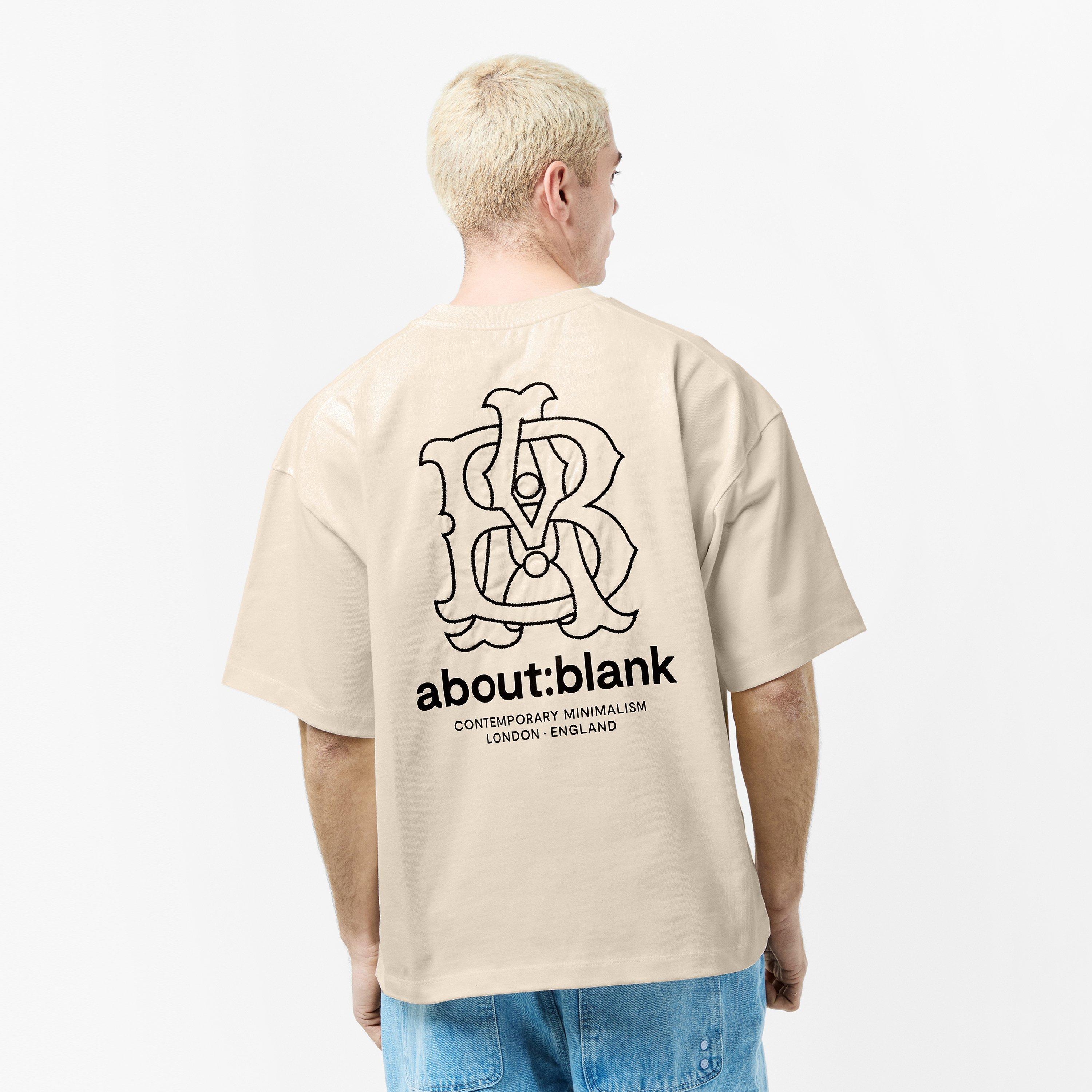 Oat - about:blank - Men's Emblem Cotton Short Sleeve Crew Neck Oversized T-Shirt - 4