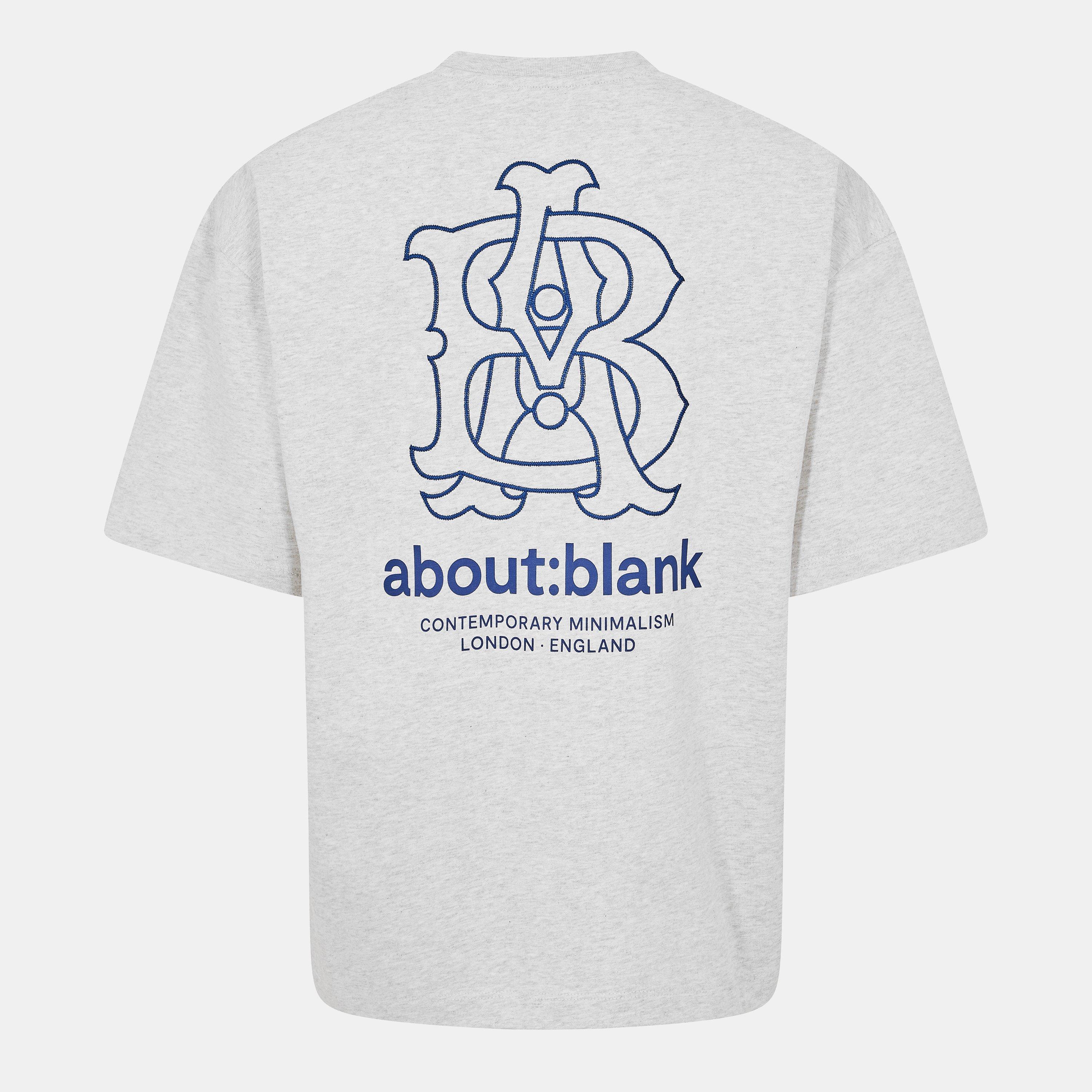 Grey Marl/Navy - about:blank - Men's Emblem Cotton Short Sleeve Crew Neck Oversized T-Shirt - 2