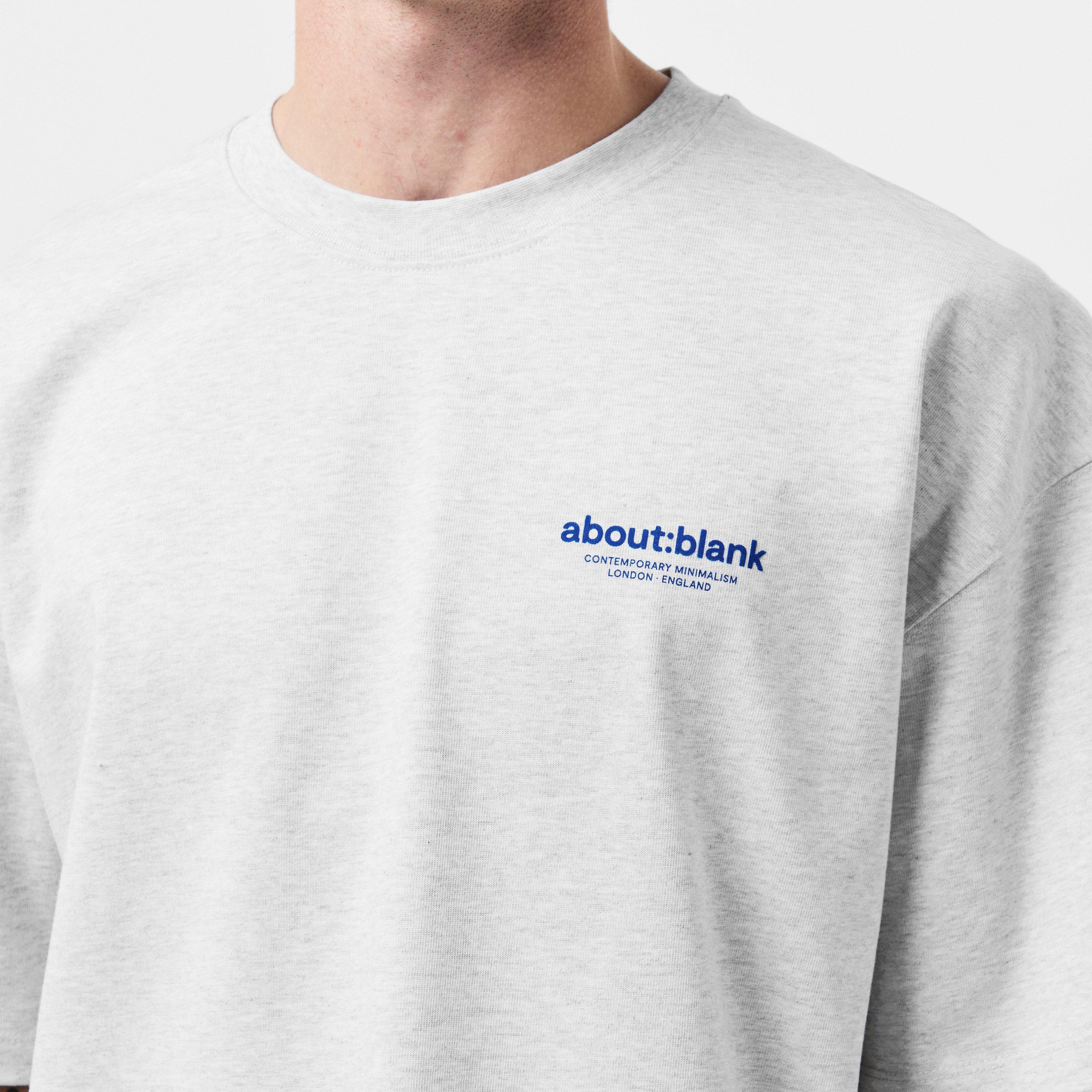 Grey Marl/Navy - about:blank - Men's Emblem Cotton Short Sleeve Crew Neck Oversized T-Shirt - 5