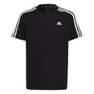 Black/White - adidas - Essentials 3 Stripes Juniors T Shirt - 1