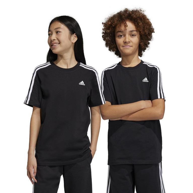 Black/White - adidas - Essentials 3 Stripes Juniors T Shirt - 3