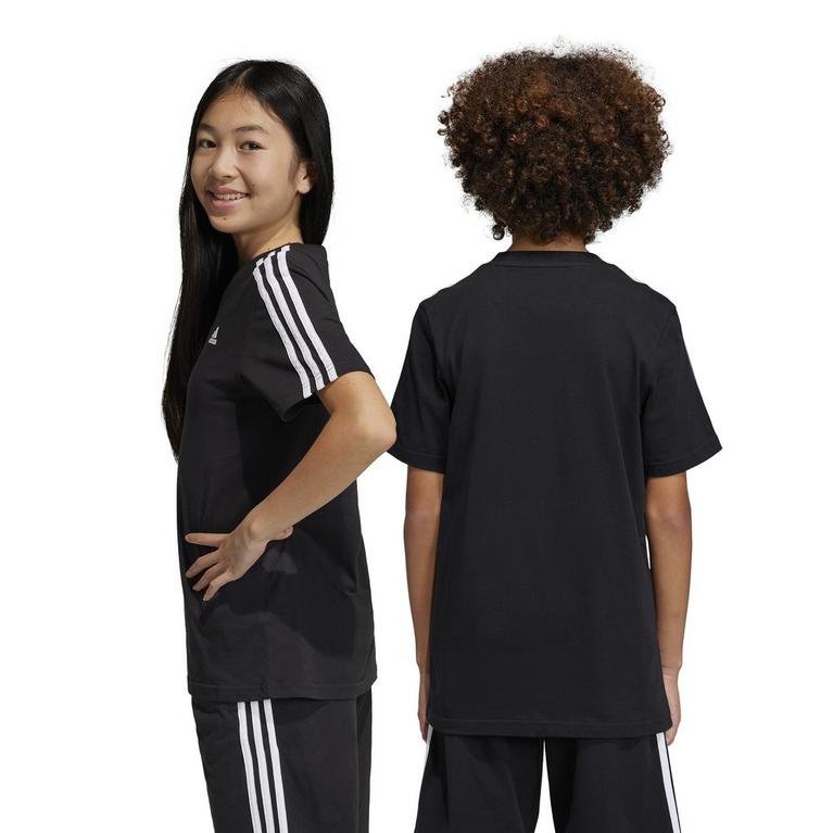 Black/White - adidas - Essentials 3 Stripes Juniors T Shirt - 4