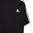 Black/White - adidas - Essentials 3 Stripes Juniors T Shirt - 5