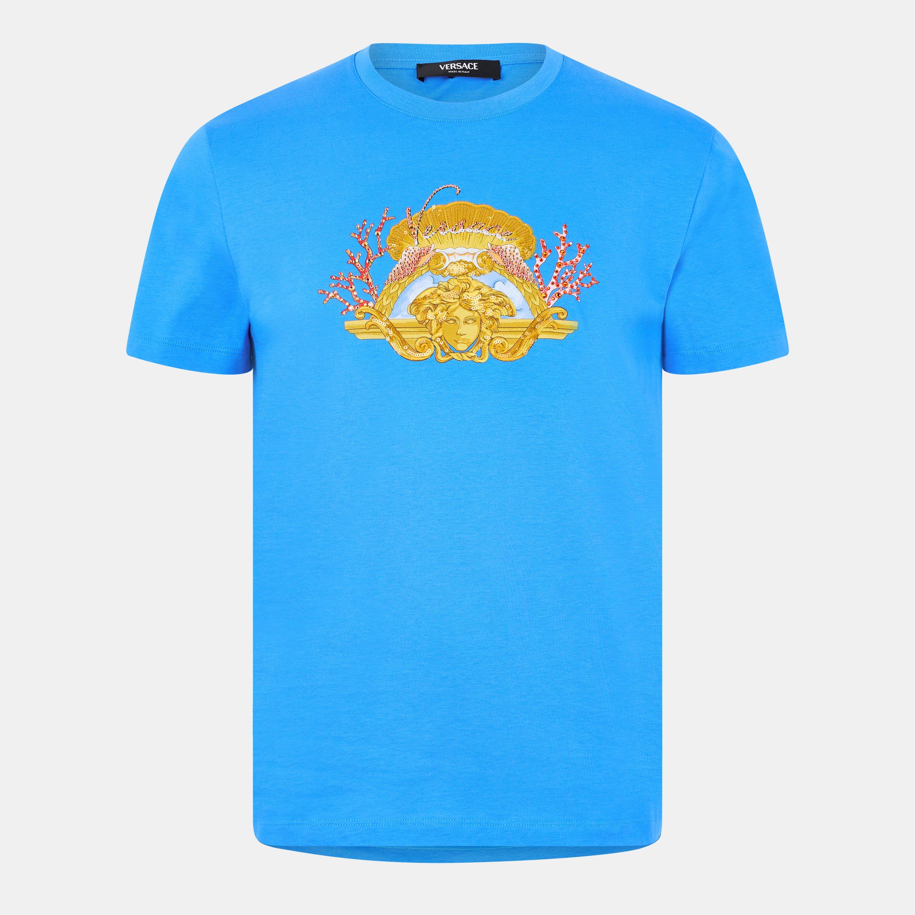 Blue - Versace - Men's Regular Fit T-Shirt - 1