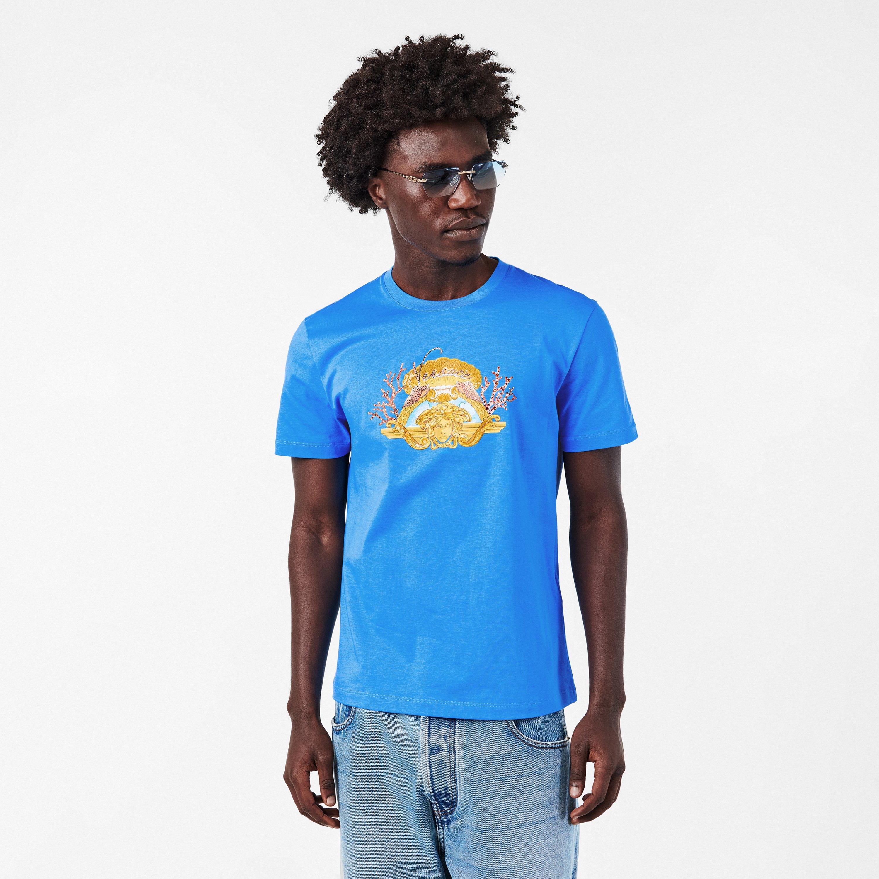 Blue - Versace - Men's Regular Fit T-Shirt - 3