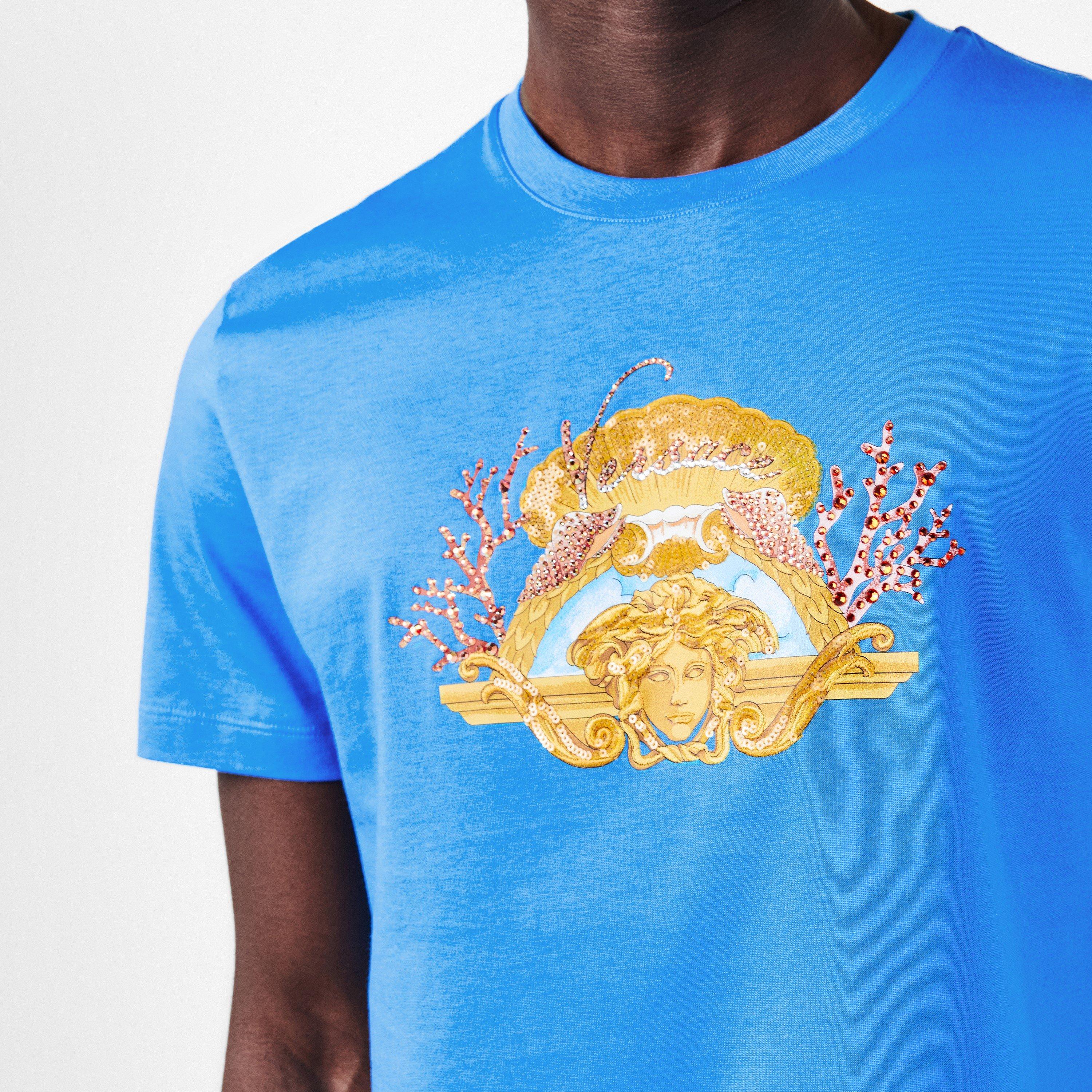 Blue - Versace - Men's Regular Fit T-Shirt - 5