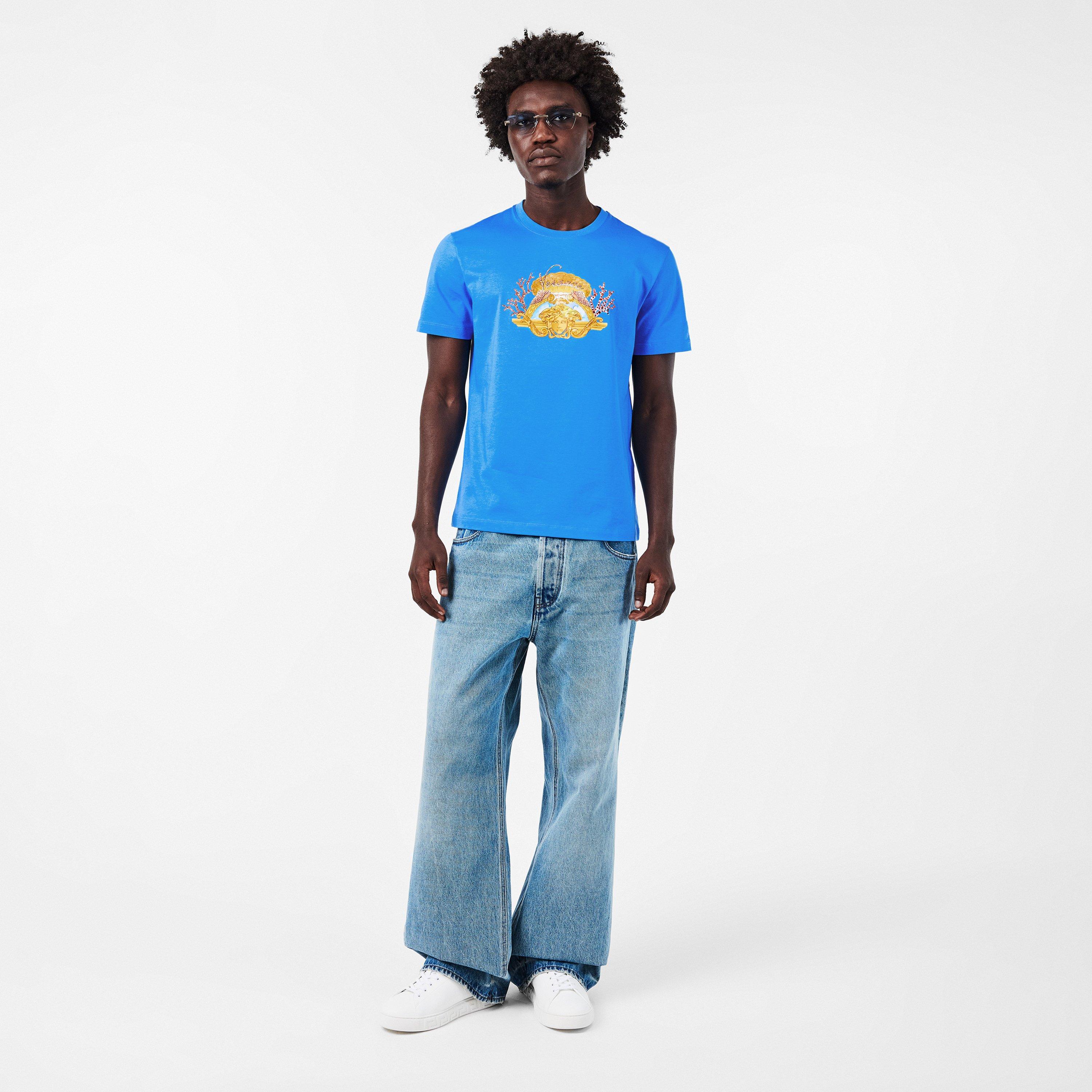 Blue - Versace - Men's Regular Fit T-Shirt - 6