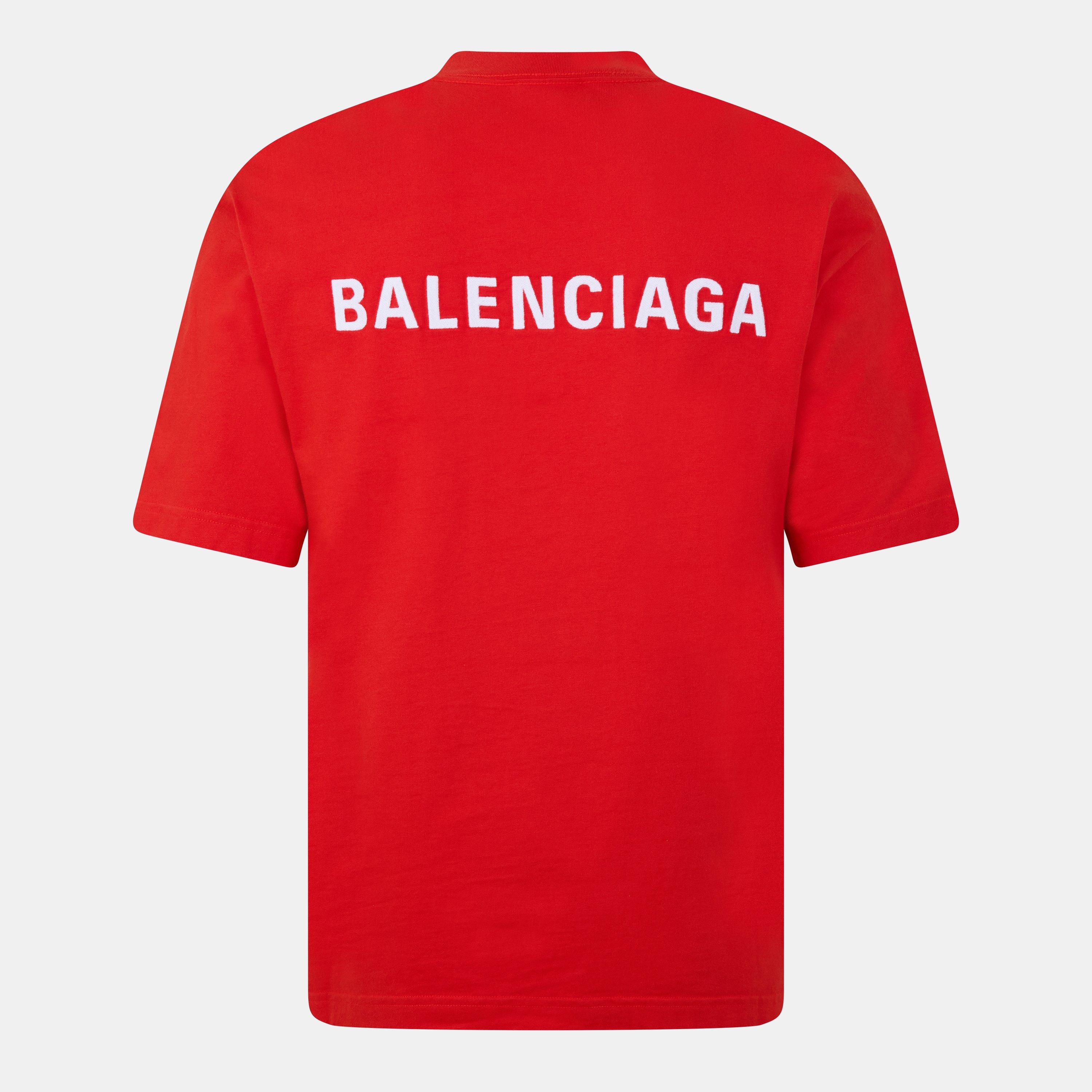 Red/White - Balenciaga - Men's Regular Fit T-Shirt - 2
