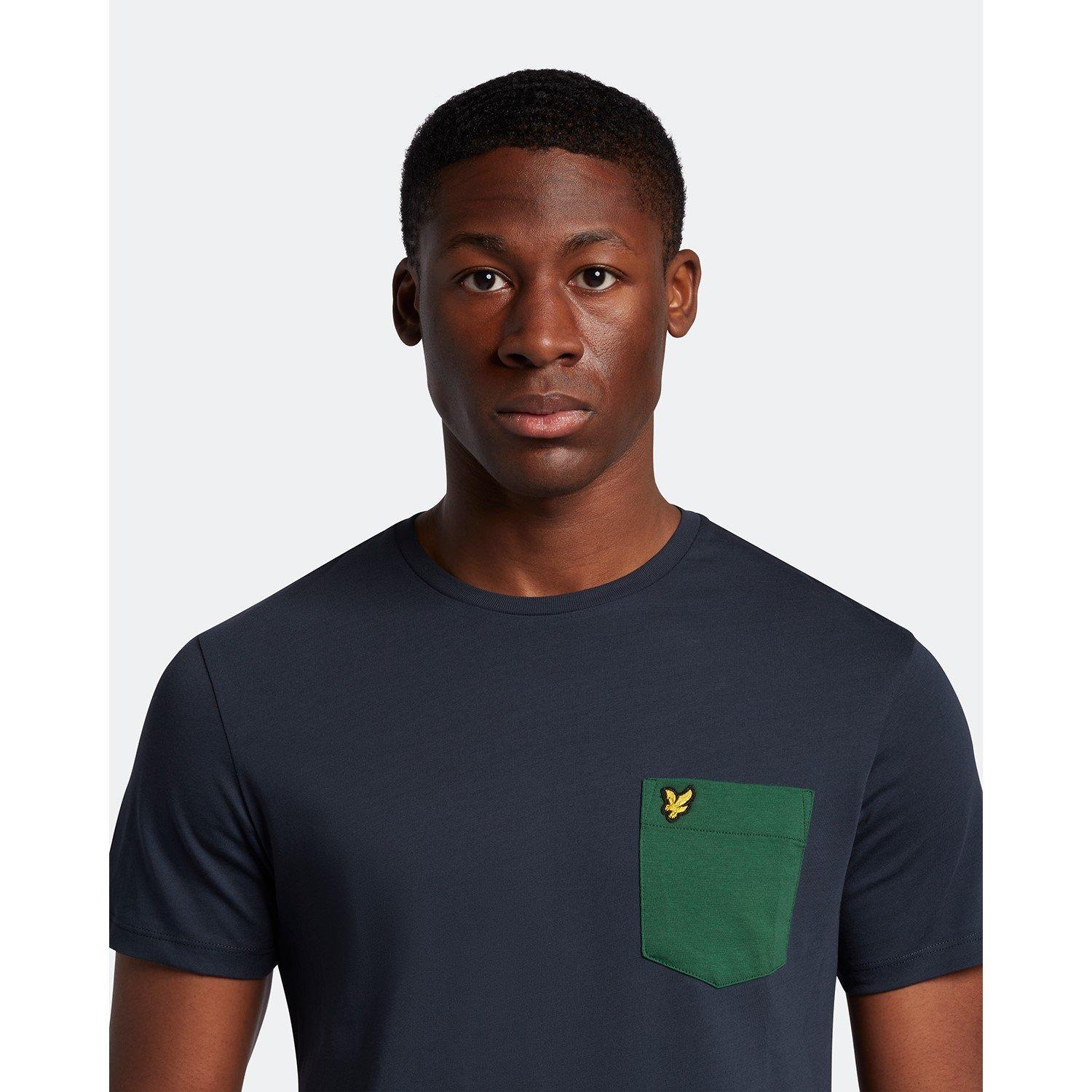 Donkerblauw/Groen - Lyle and Scott - Contrast Pocket T-Shirt - 2