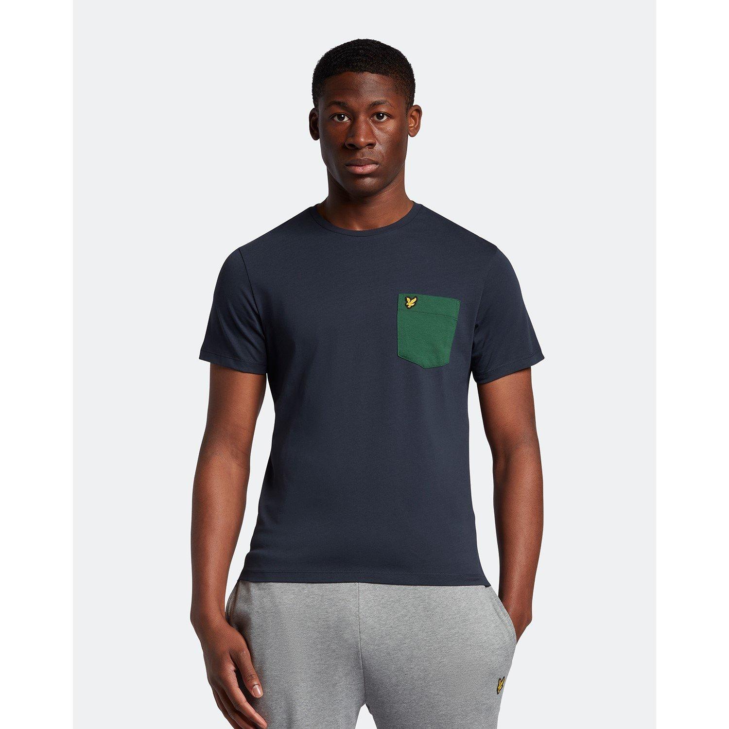 Donkerblauw/Groen - Lyle and Scott - Contrast Pocket T-Shirt - 5