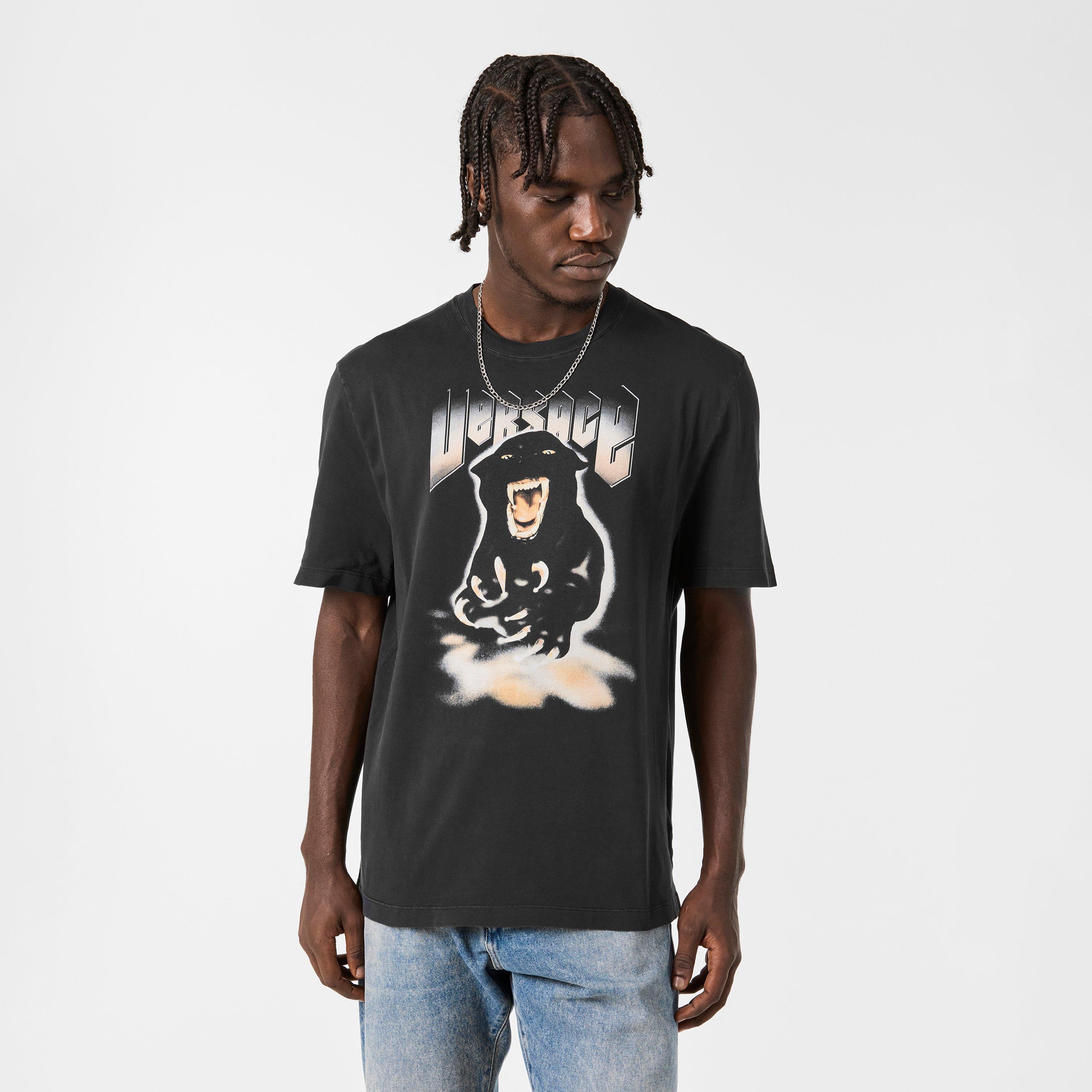 Black - Versace - Men's Regular Fit T-Shirt - 3