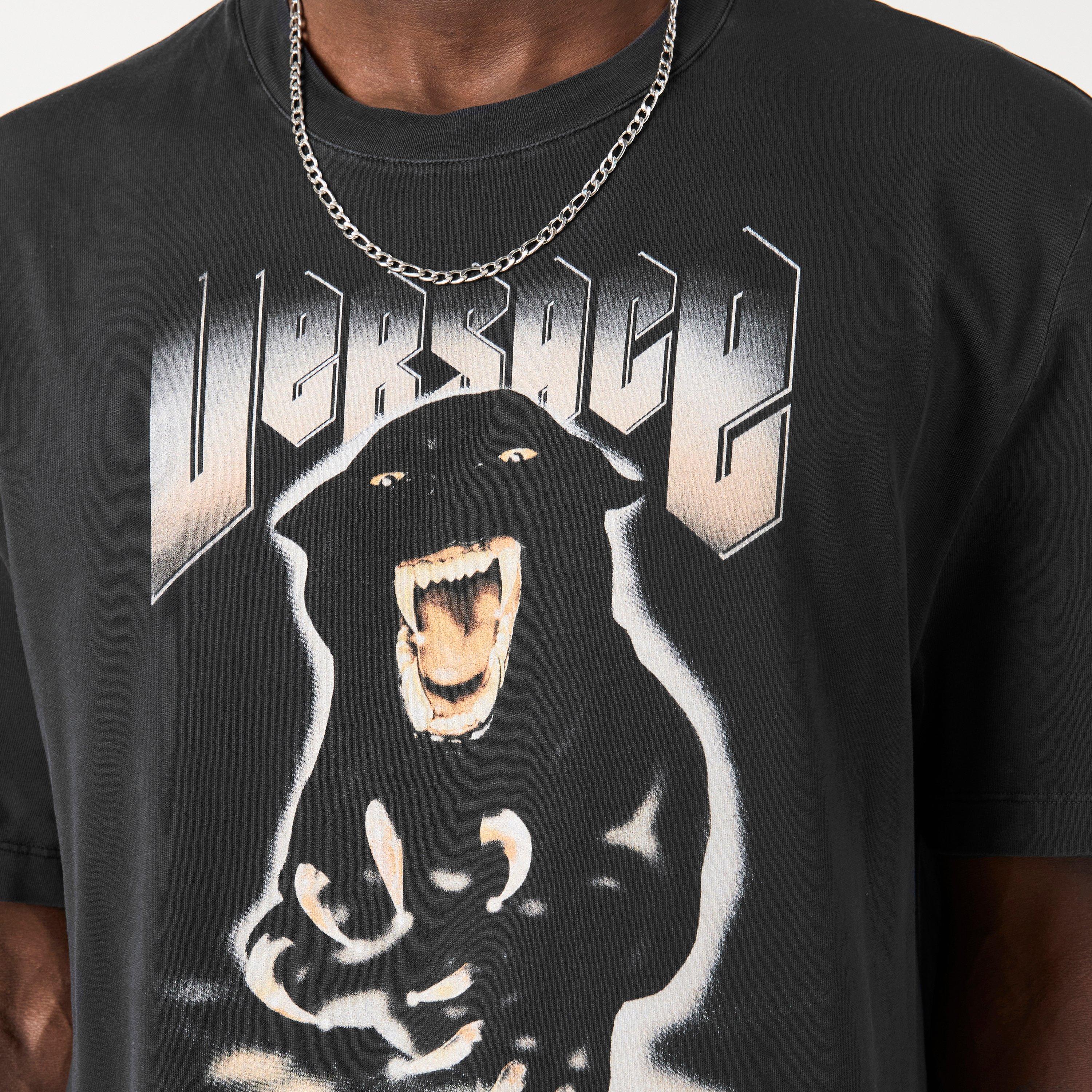 Black - Versace - Men's Regular Fit T-Shirt - 5