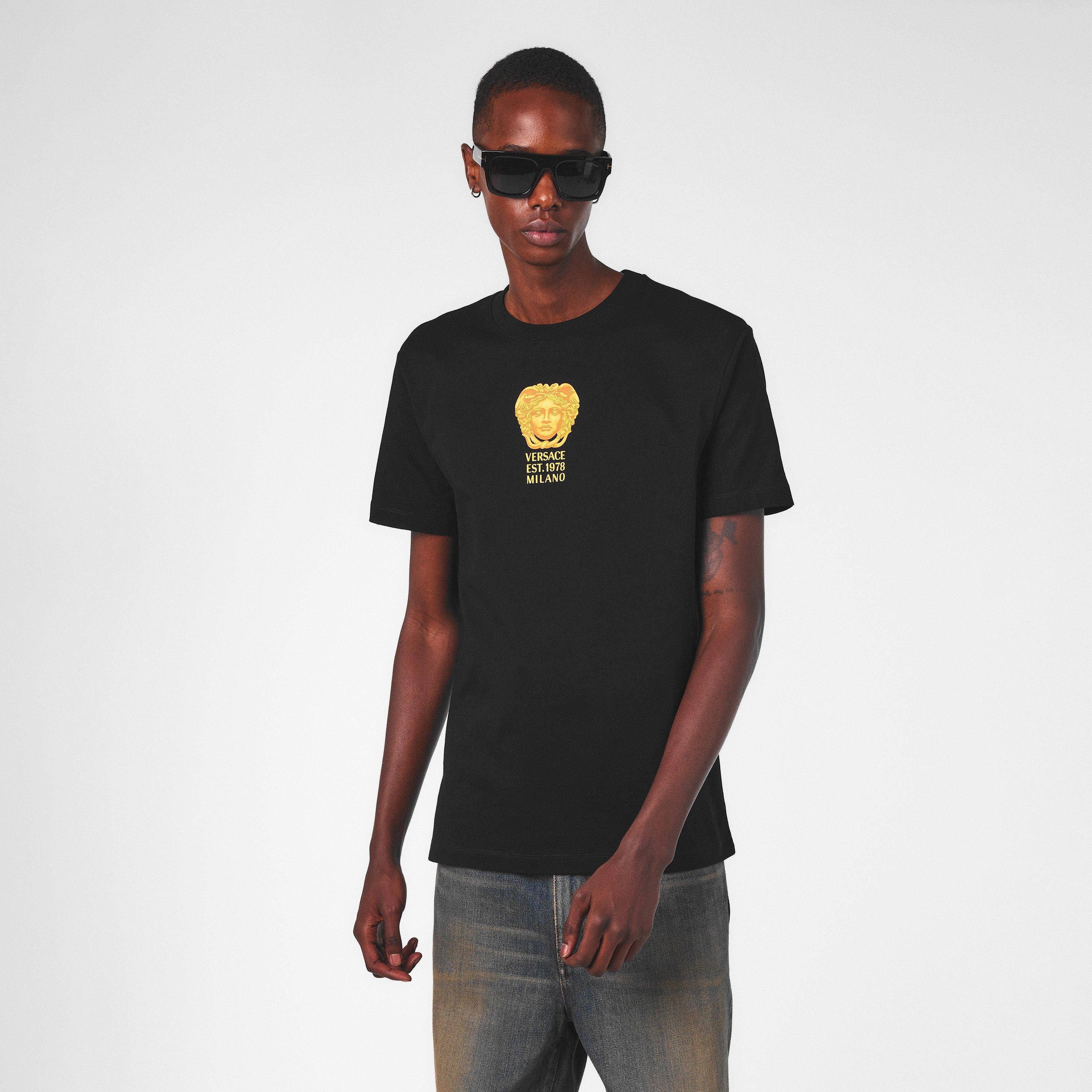 Black - Versace - Men's Regular Fit T-Shirt - 3