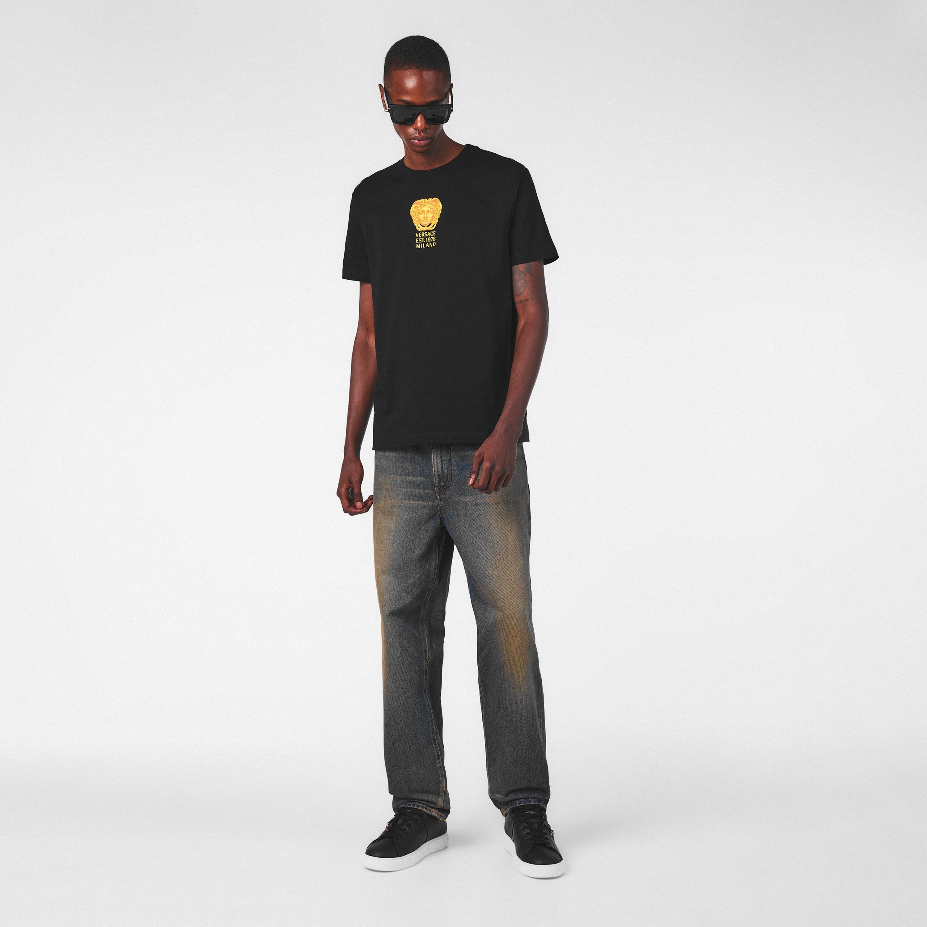 Black - Versace - Men's Regular Fit T-Shirt - 6