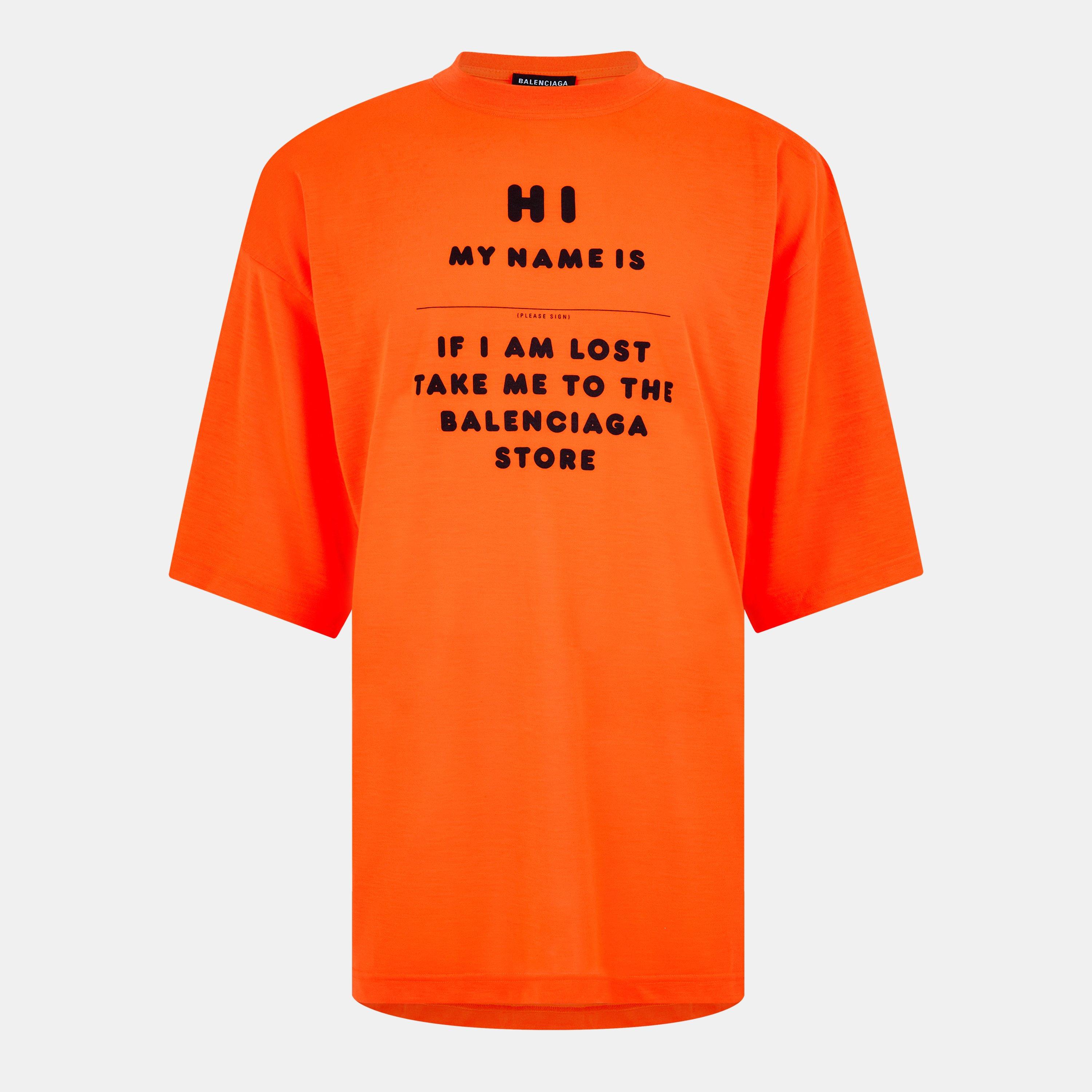 Fluo Orange/Blk - Balenciaga - Men's Slim Fit T-Shirts - 1