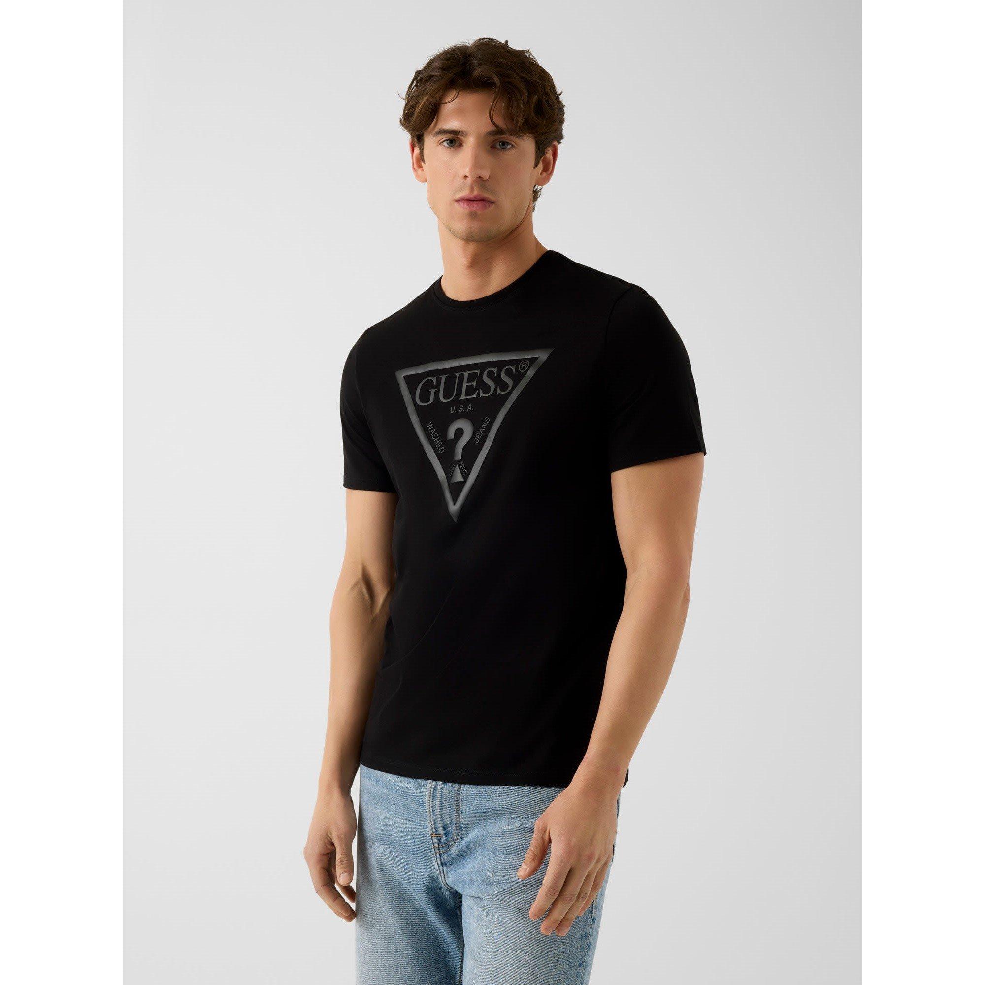 Smart Blue - Guess - Men's Triangular Slim Fit T-Shirt - 2