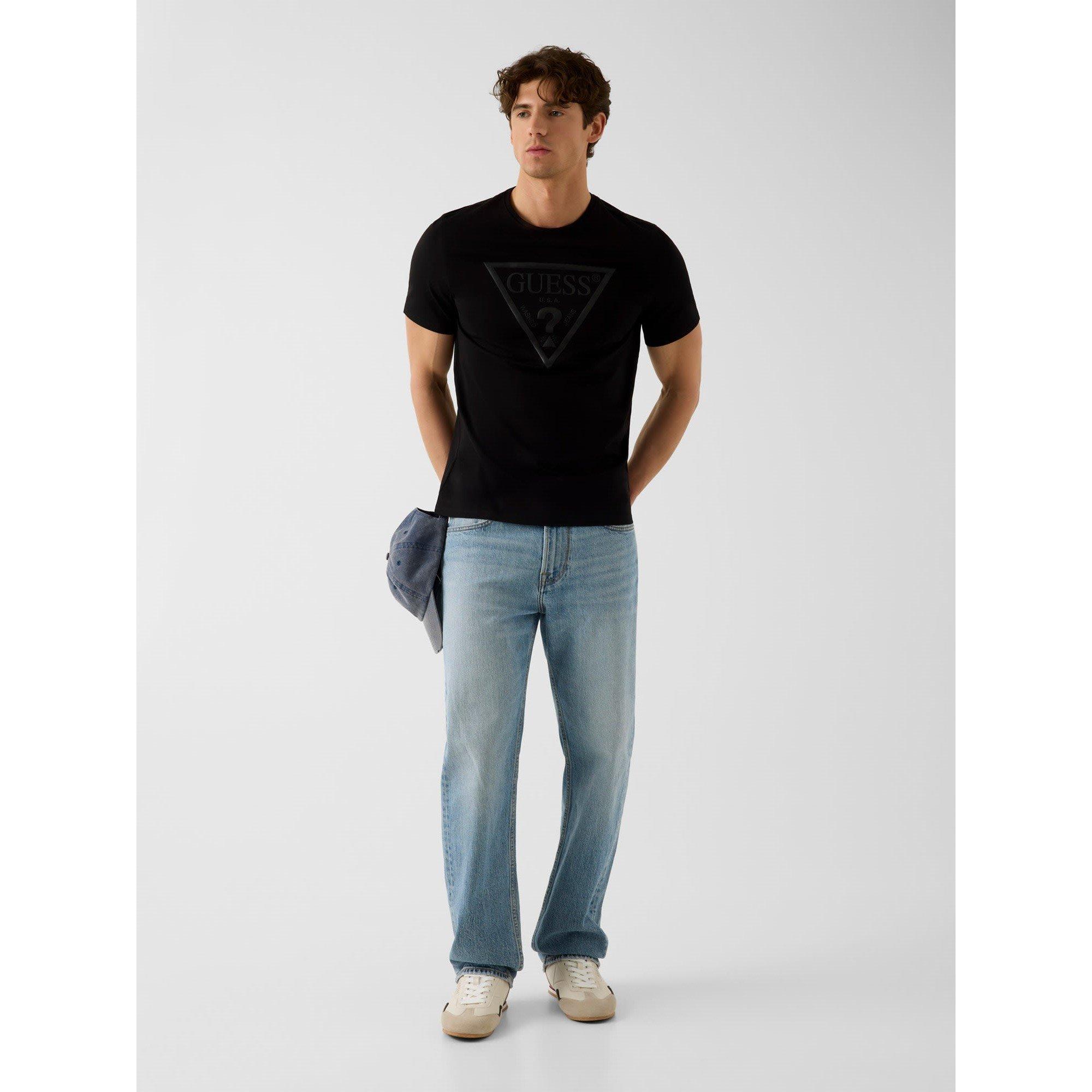 Smart Blue - Guess - Men's Triangular Slim Fit T-Shirt - 4