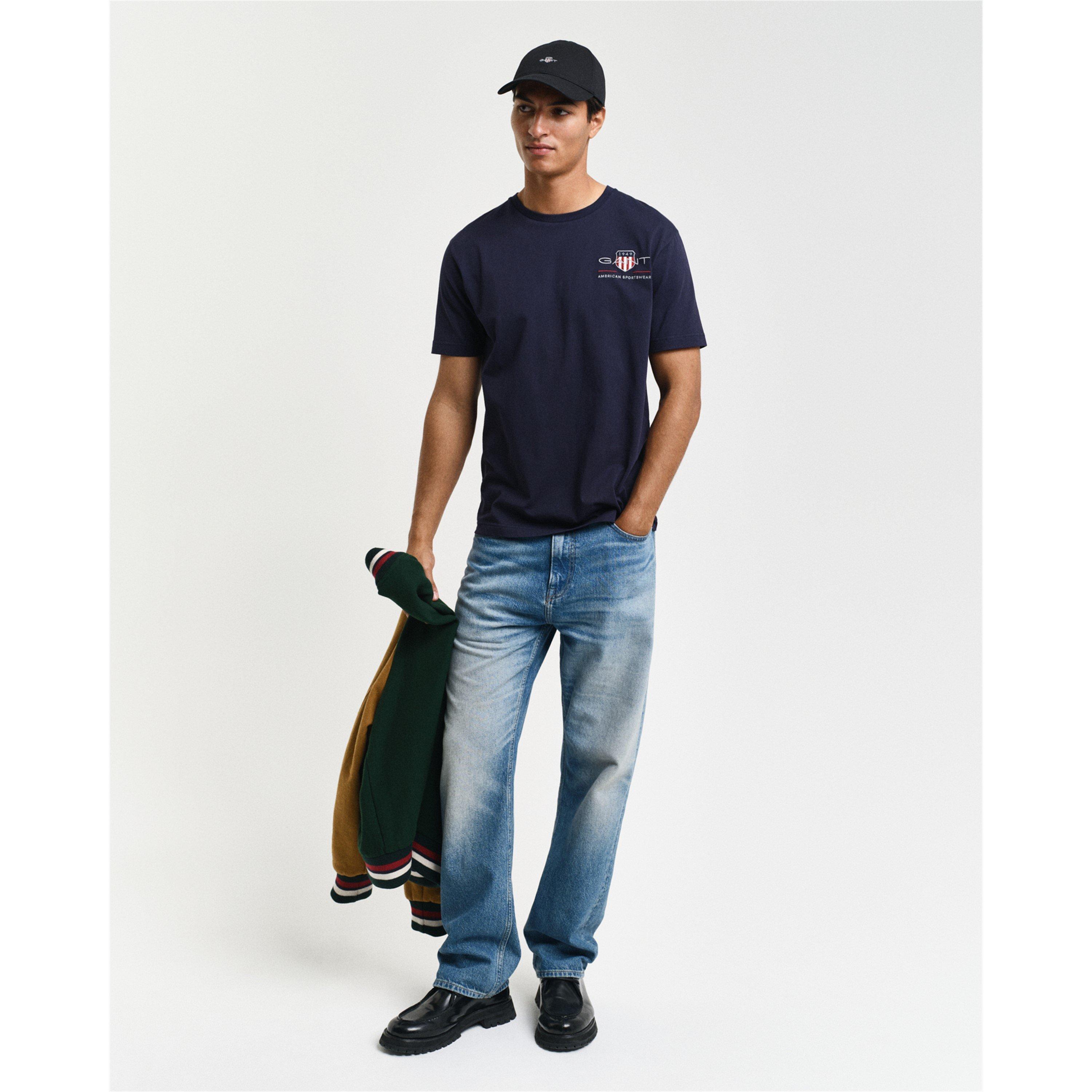 Even Blue 433 - Gant - Men's Shield Logo Cotton Short-Sleeve T-Shirt - 5