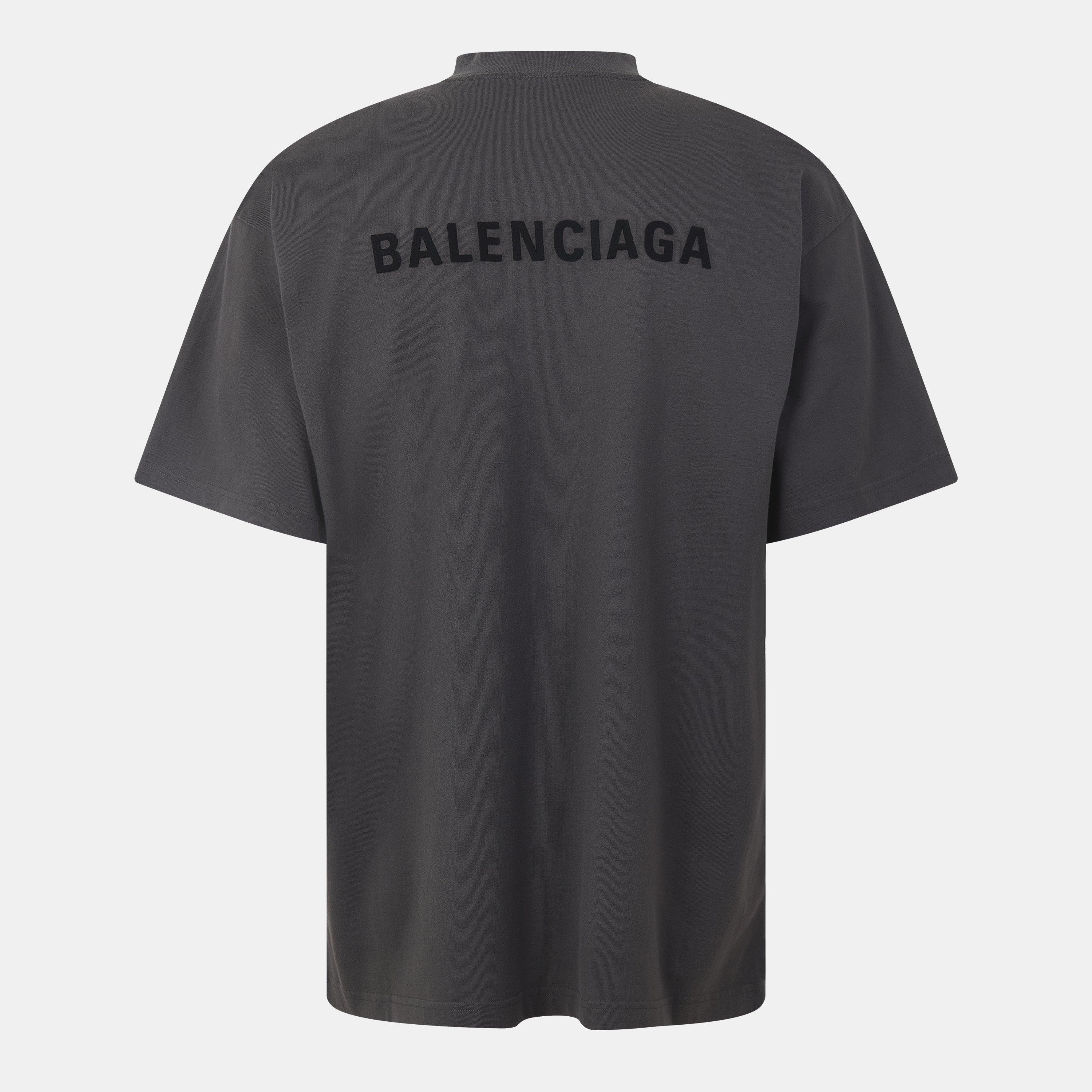 Grey/Black - Balenciaga - Embroidered Logo T-Shirt - 2
