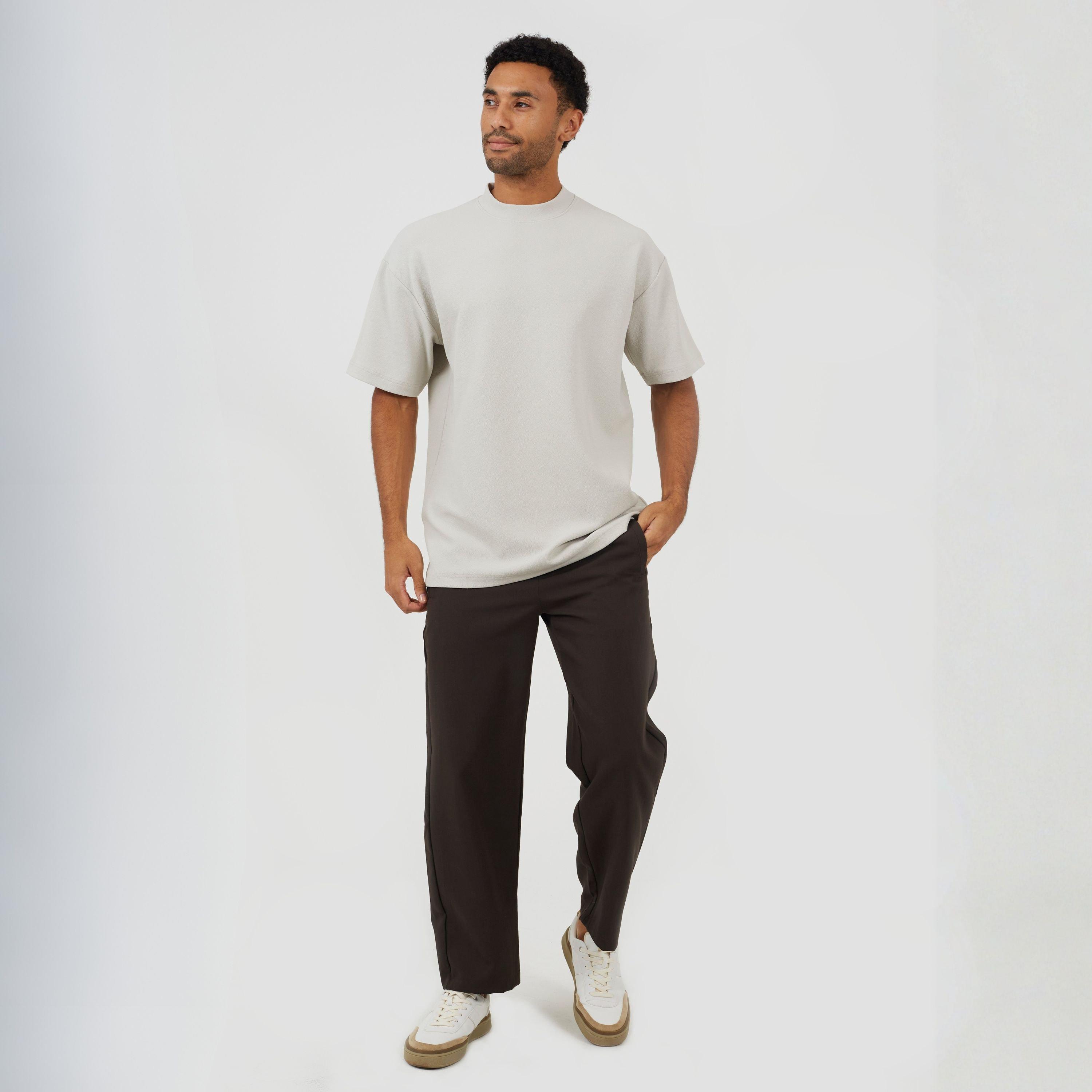 Grau - Brave Soul - Mens Relaxed Fit Mock Turtle Neck T-shirt - 4