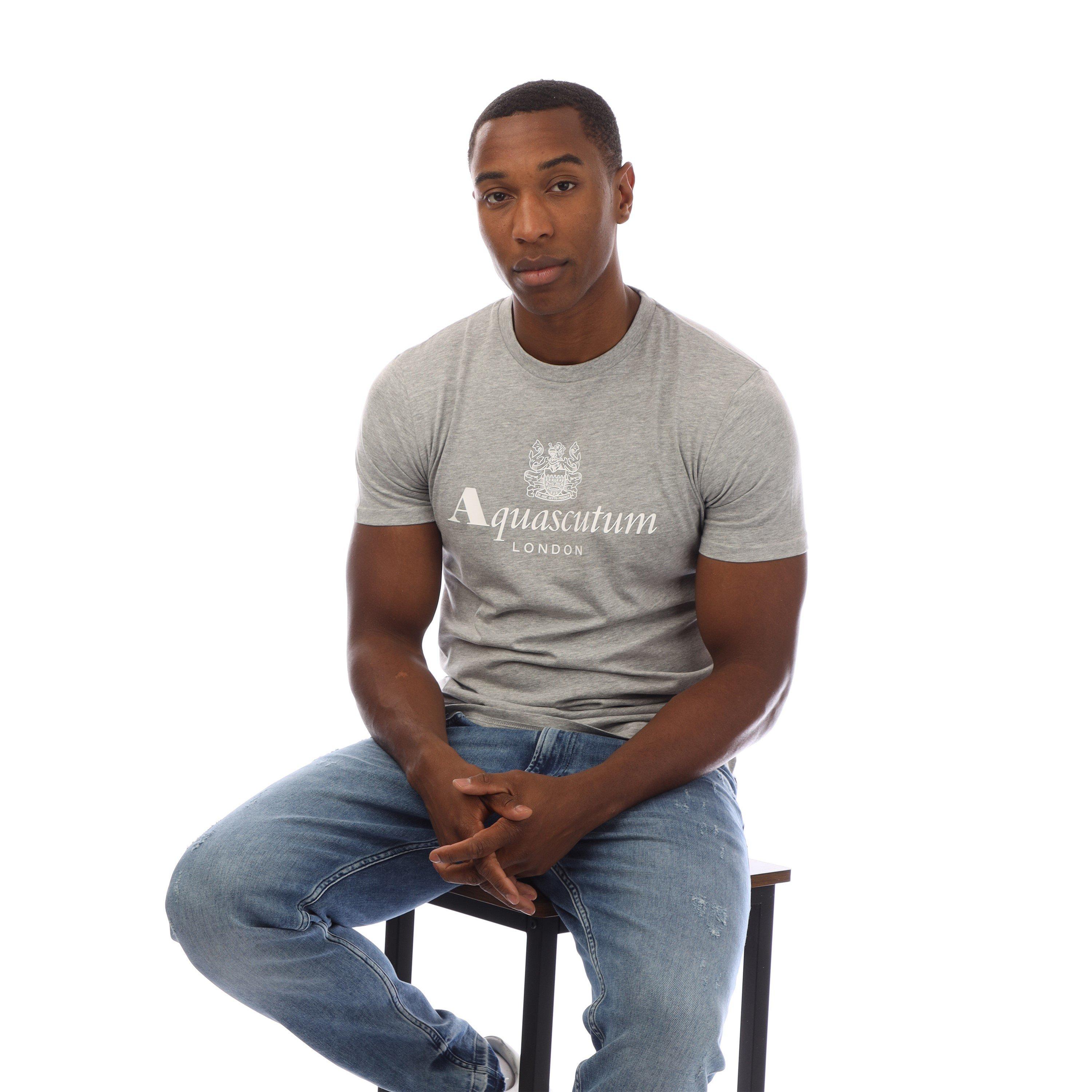 Light Grey/Wht - Aquascutum - Men's Regular Fit T-Shirt - 4