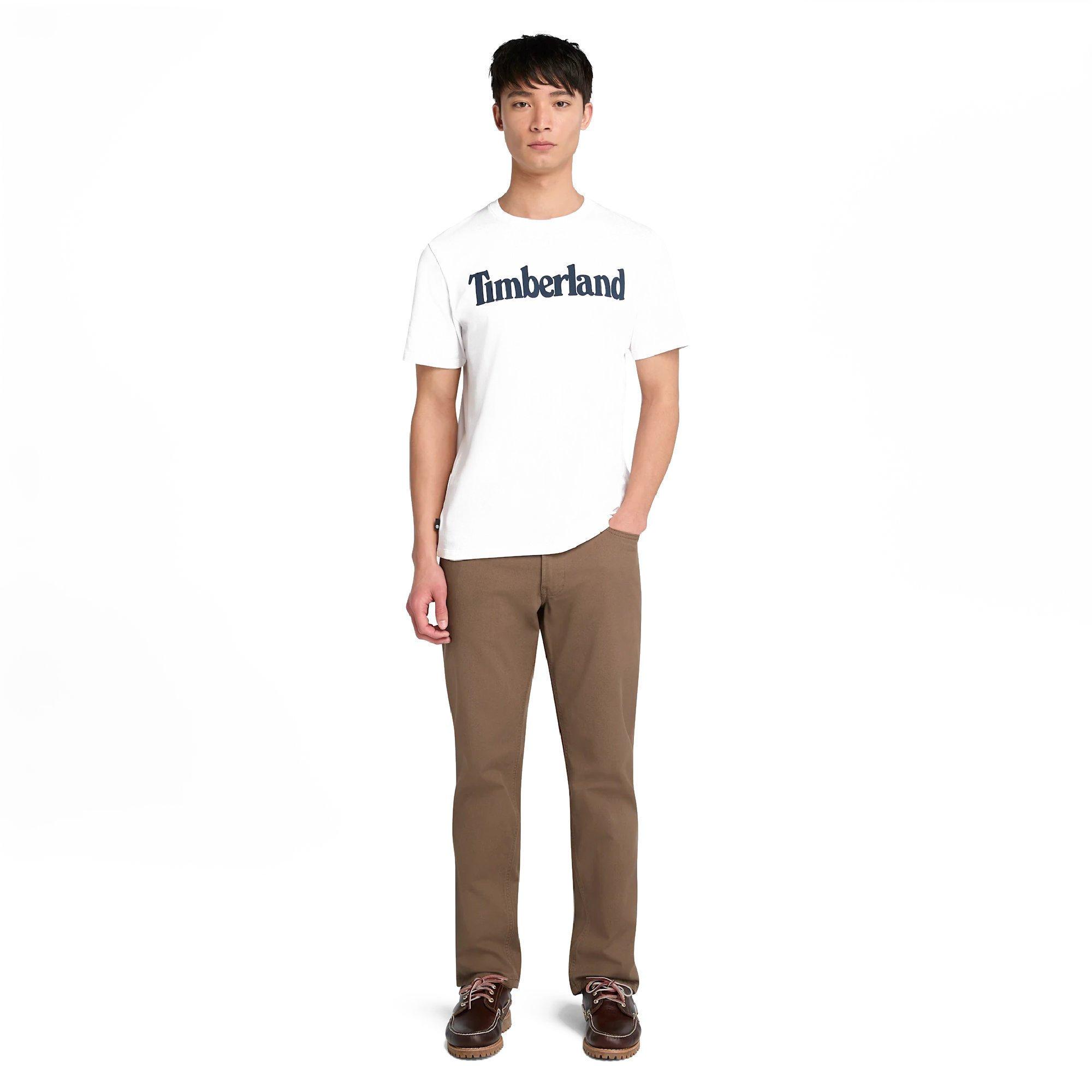 White - Timberland - Timberland Northwood Wordmark Logo T-Shirt - 4