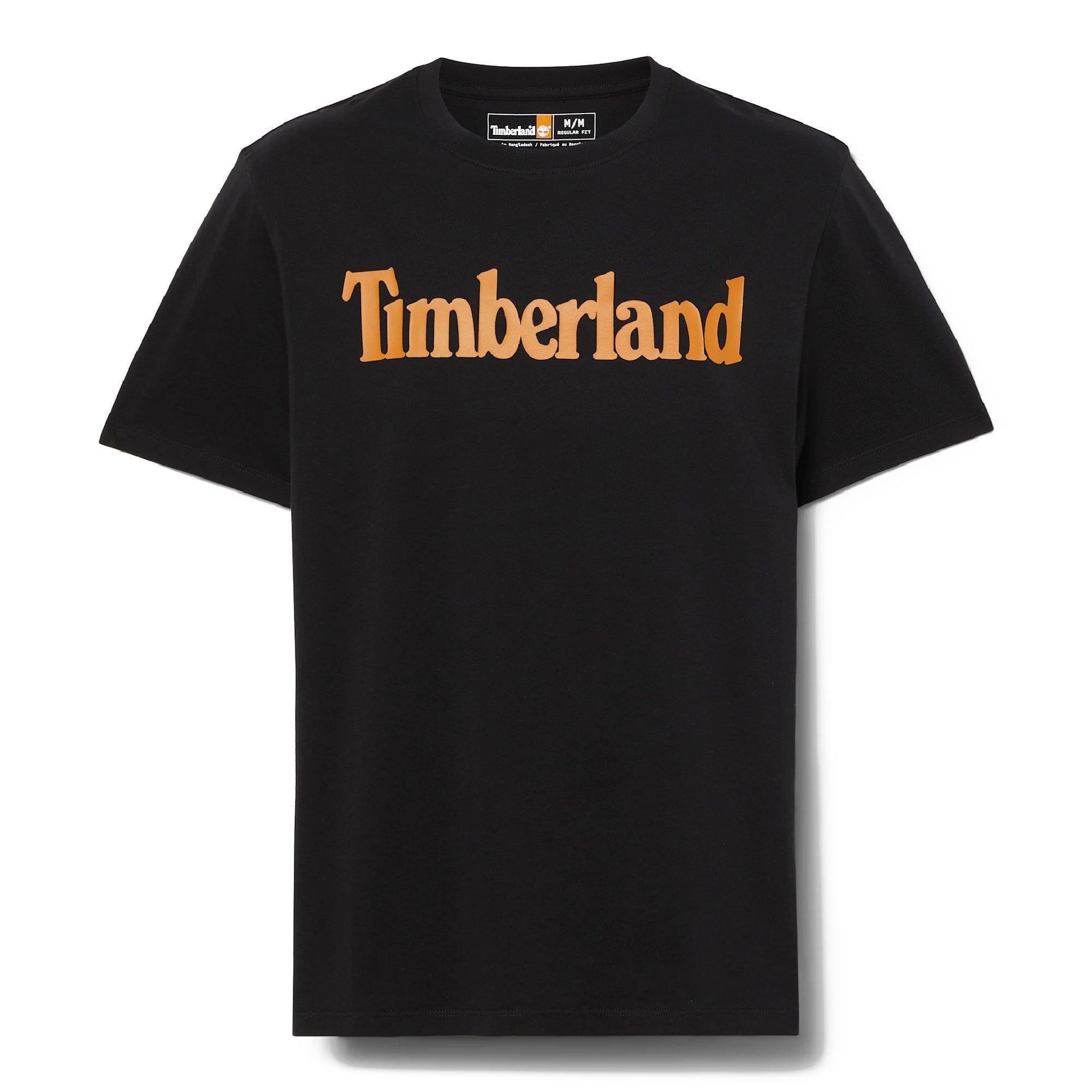 Blck/Wheat - Timberland - Men's Northwood Wordmark Logo Cotton Short-Sleeve T-Shirt - 1