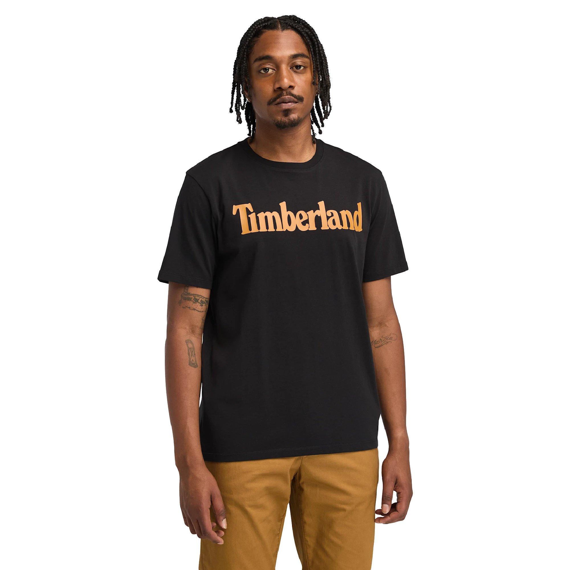 Blck/Wheat - Timberland - Men's Northwood Wordmark Logo Cotton Short-Sleeve T-Shirt - 2