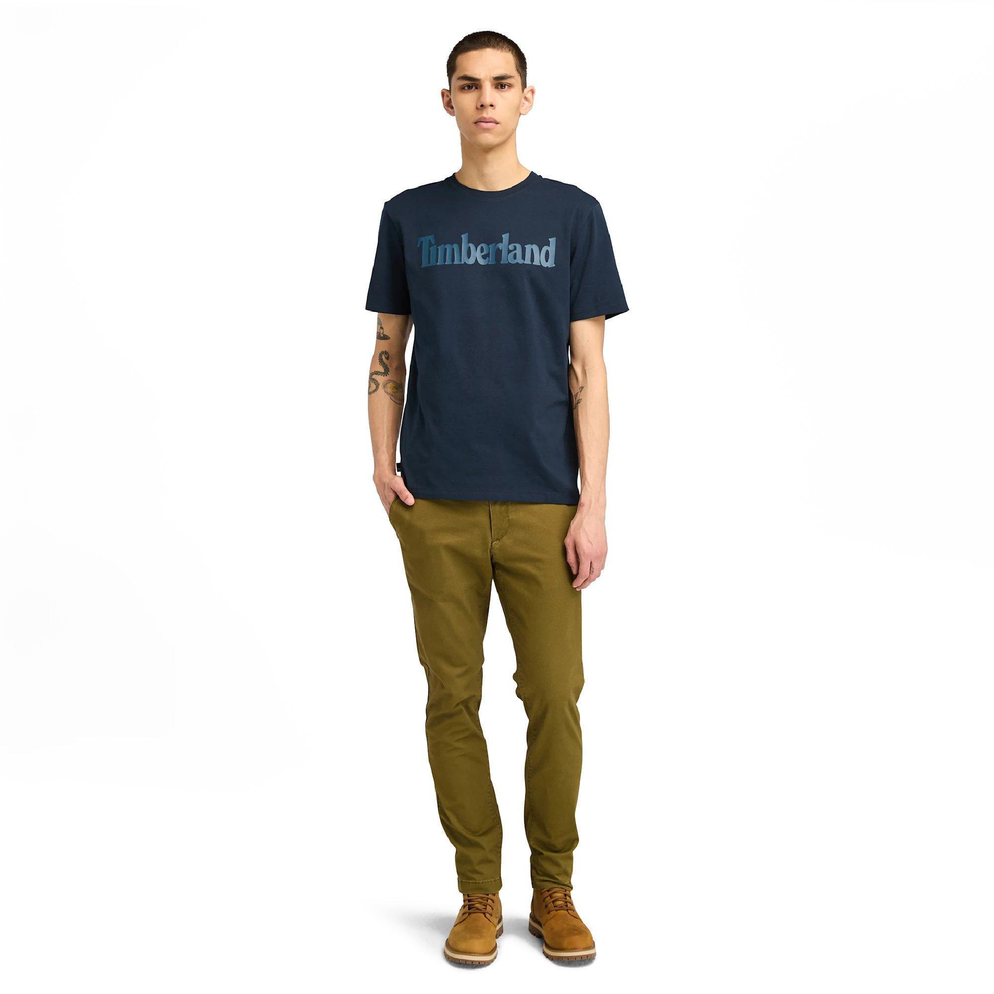 Sph/Dk Denim - Timberland - Men's Northwood Wordmark Logo Cotton Short-Sleeve T-Shirt - 4