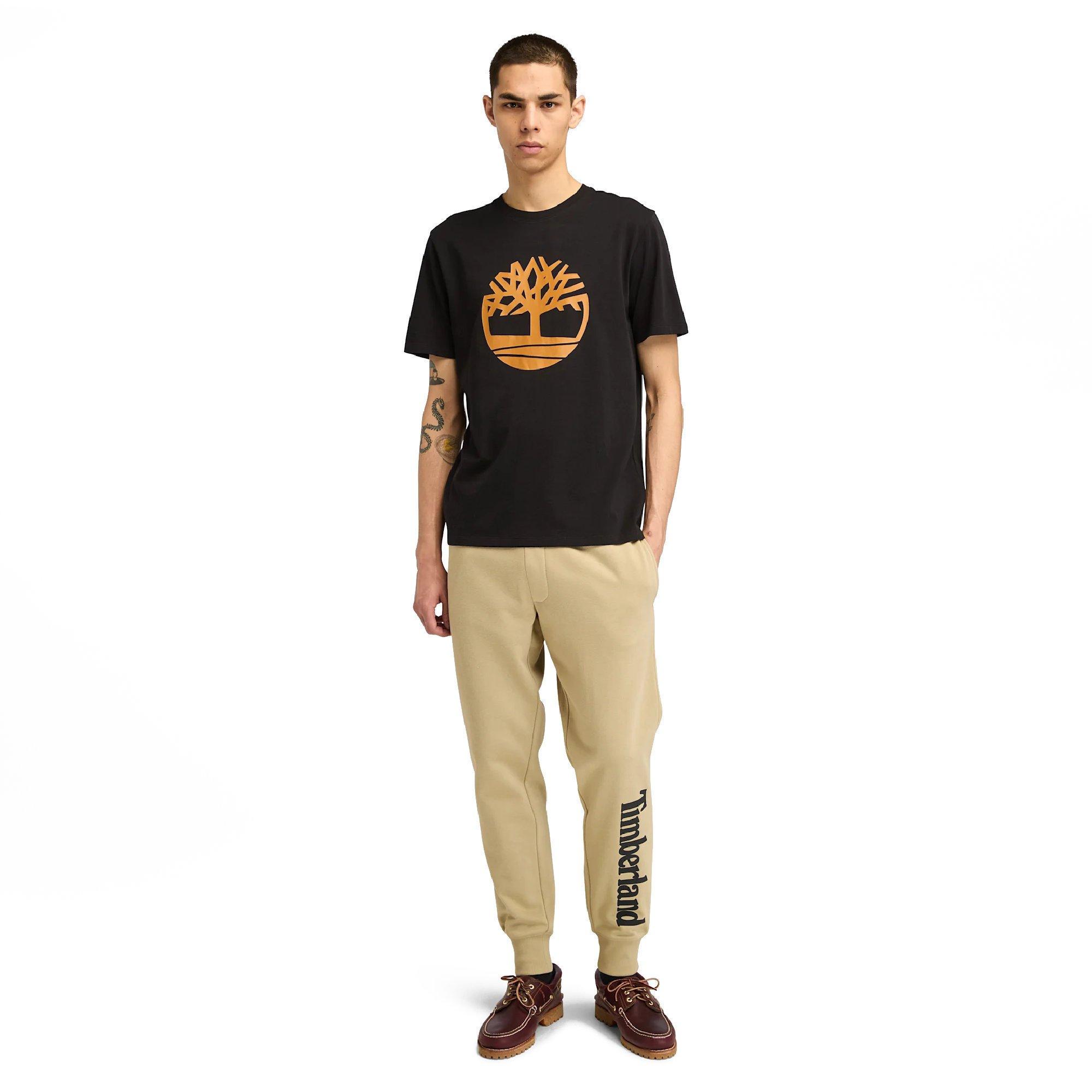 Blck/Wheat - Timberland - Men's Northwood Tree Logo Cotton Short-Sleeve T-Shirt - 4