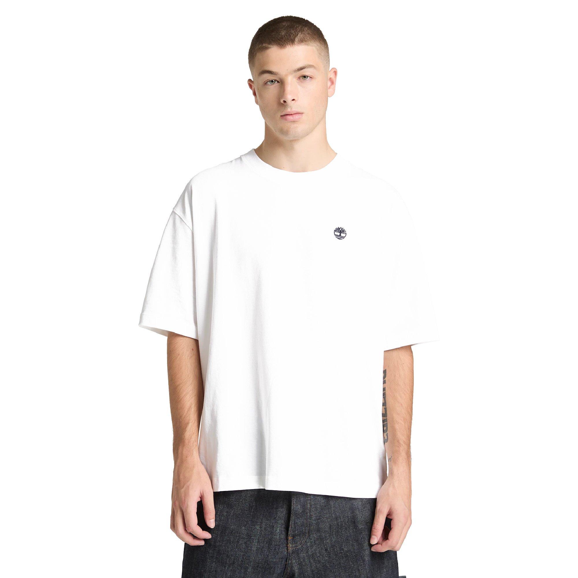 White - Timberland - Men's Dunstan River Cotton Crew-Neck Short-Sleeve Slim-Fit T-Shirt - 3
