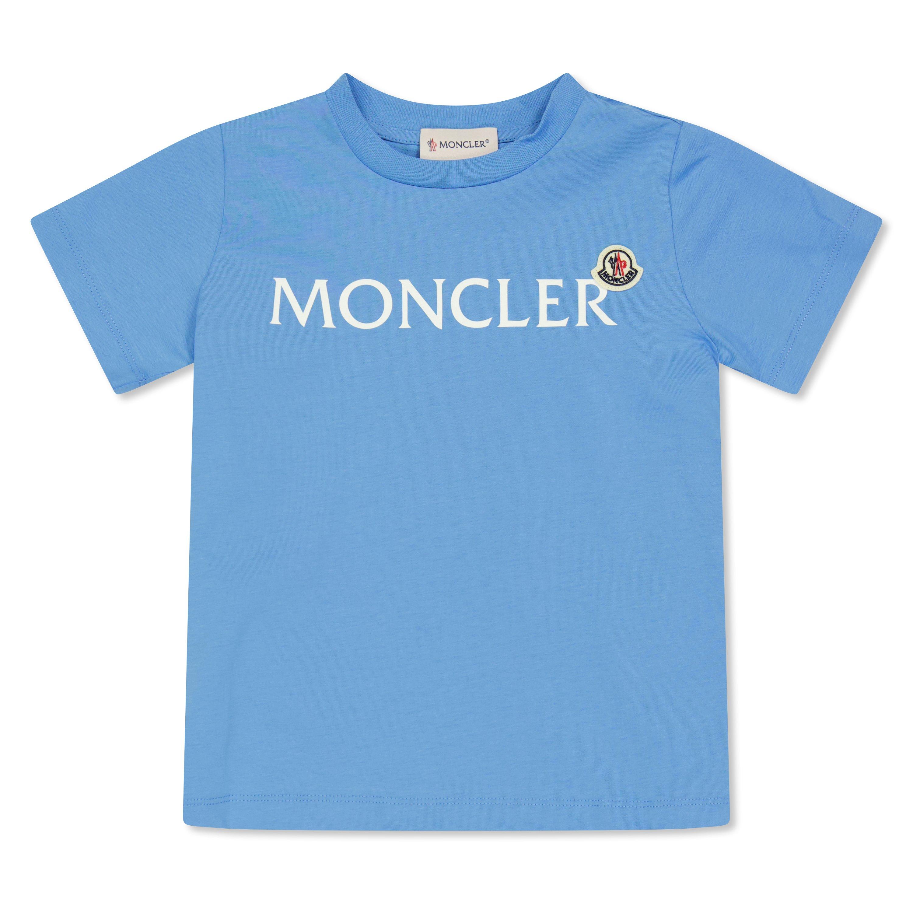 Moncler Kids' Logo T-Shirt - Light Blu 70G - Size 12Y