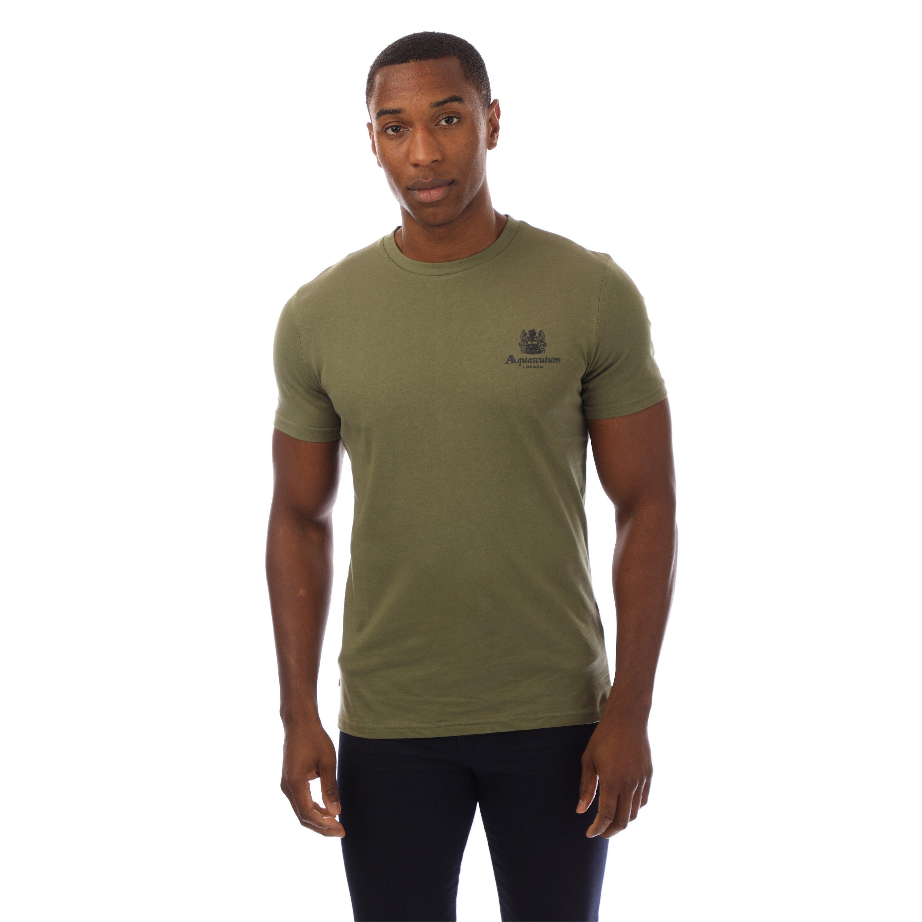 Aquascutum Men's Logo T-Shirt - Green/Navy - X Large