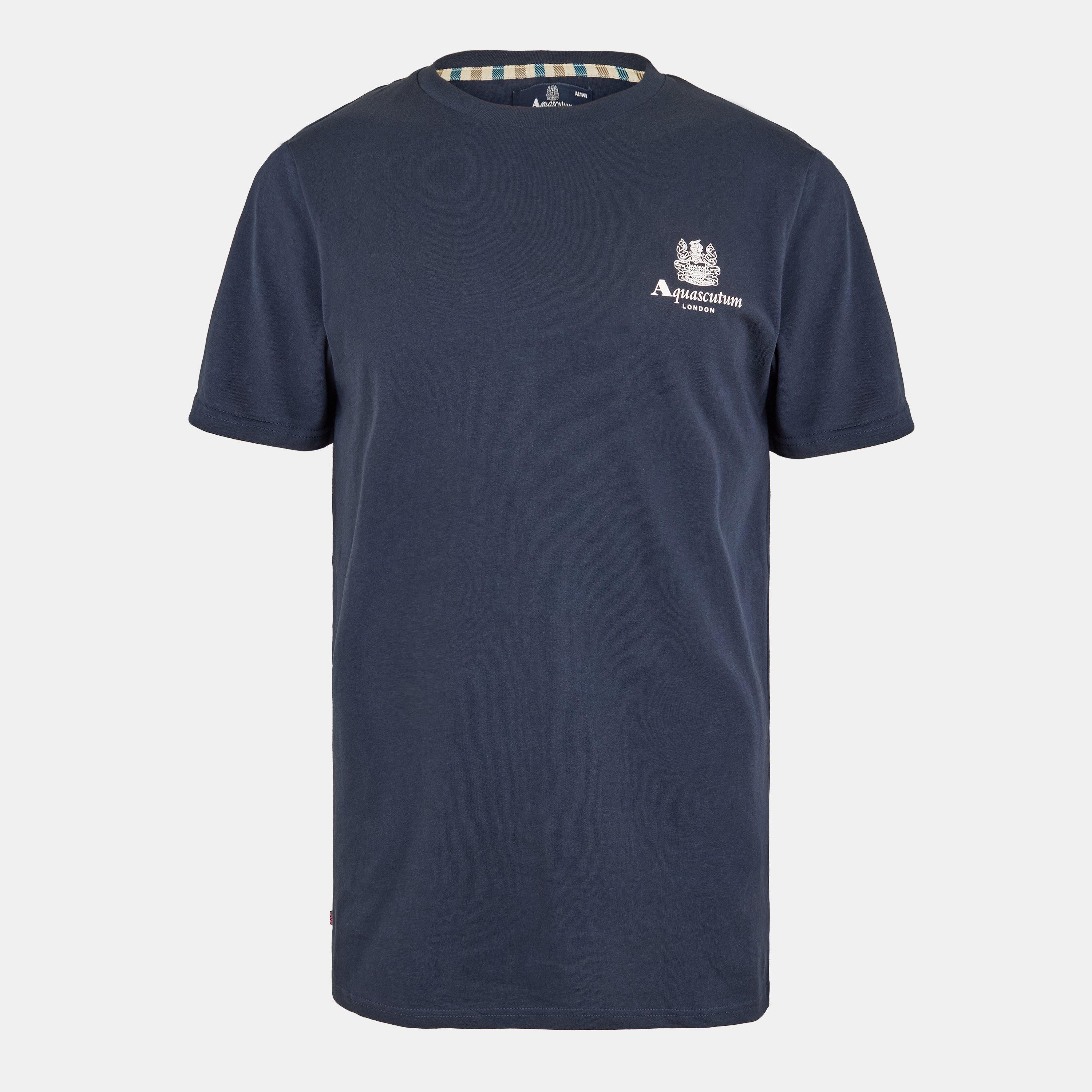 Aquascutum Men's Logo T-Shirt - Navy/White - Small
