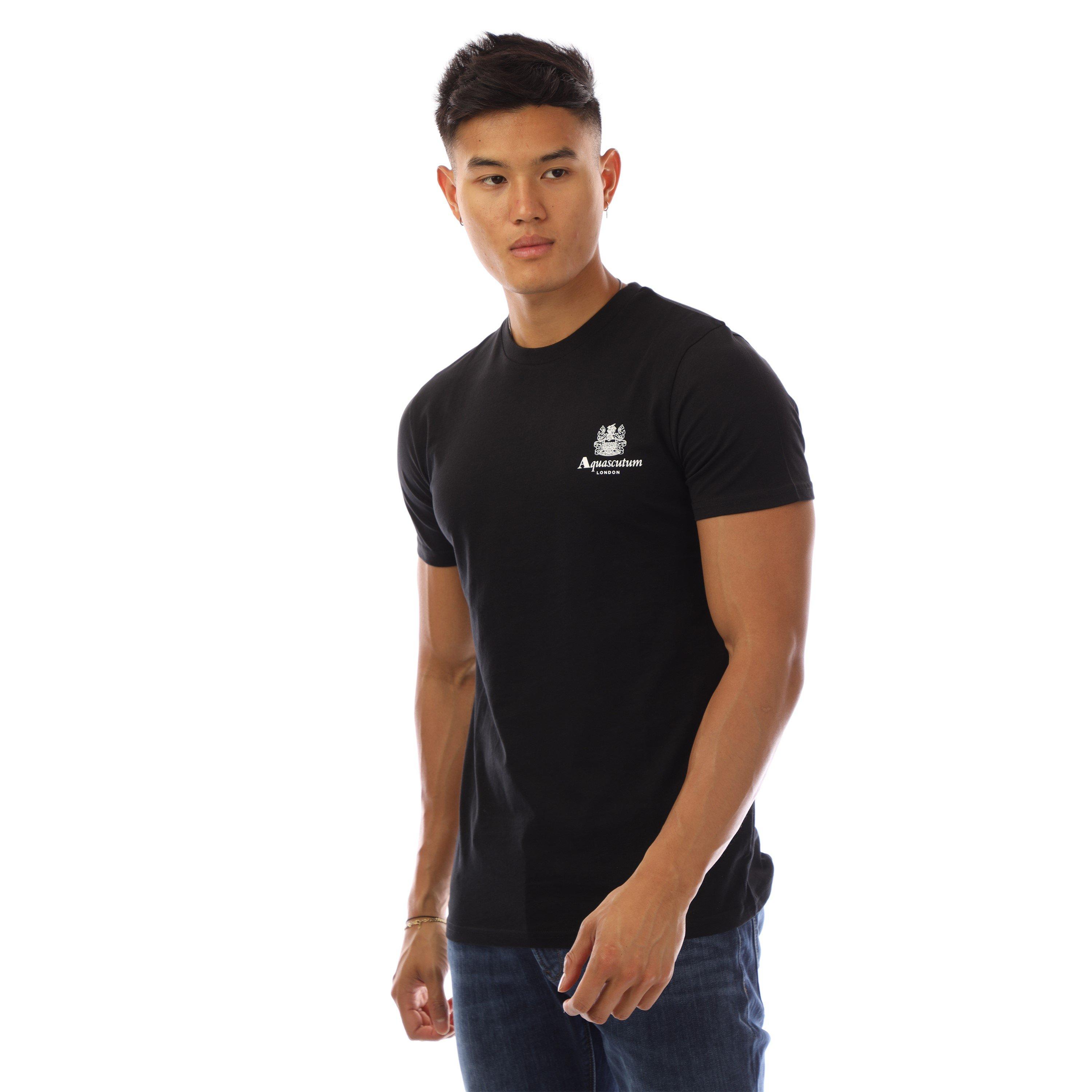 Aquascutum Men's Logo T-Shirt - Black/White - 2X Large