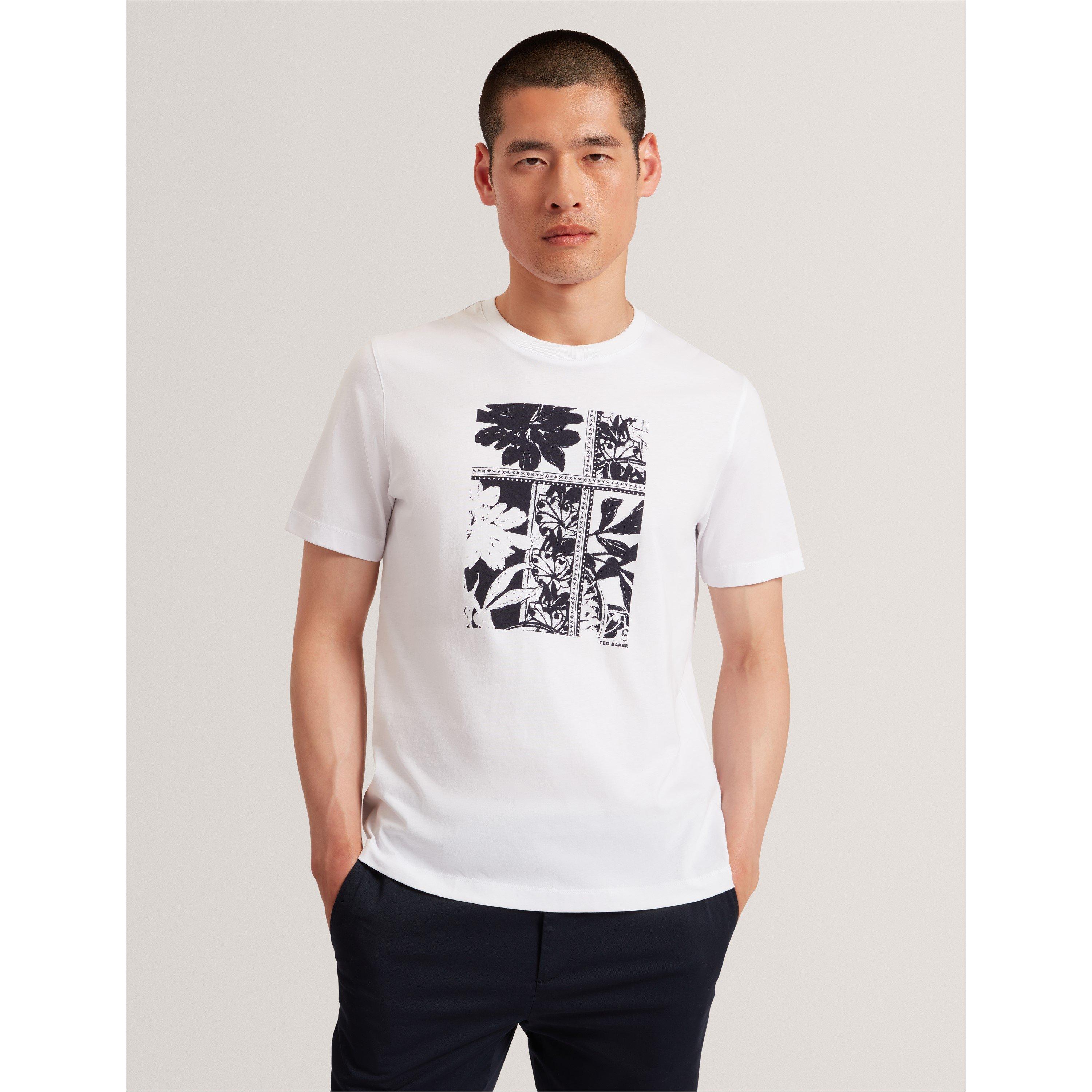White - Ted Baker - Men's Box Print Regular Fit T-Shirt - 2