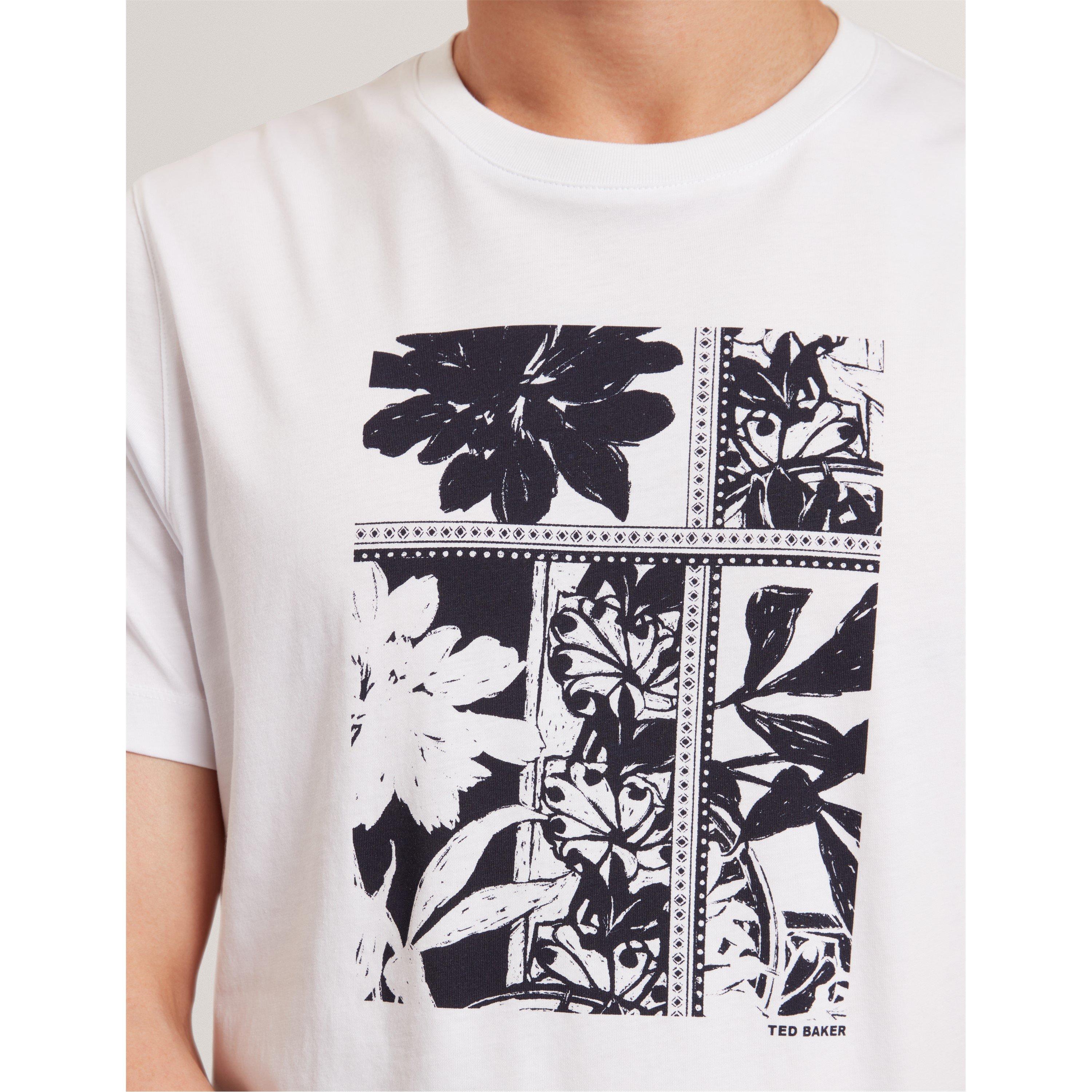 White - Ted Baker - Men's Box Print Regular Fit T-Shirt - 4