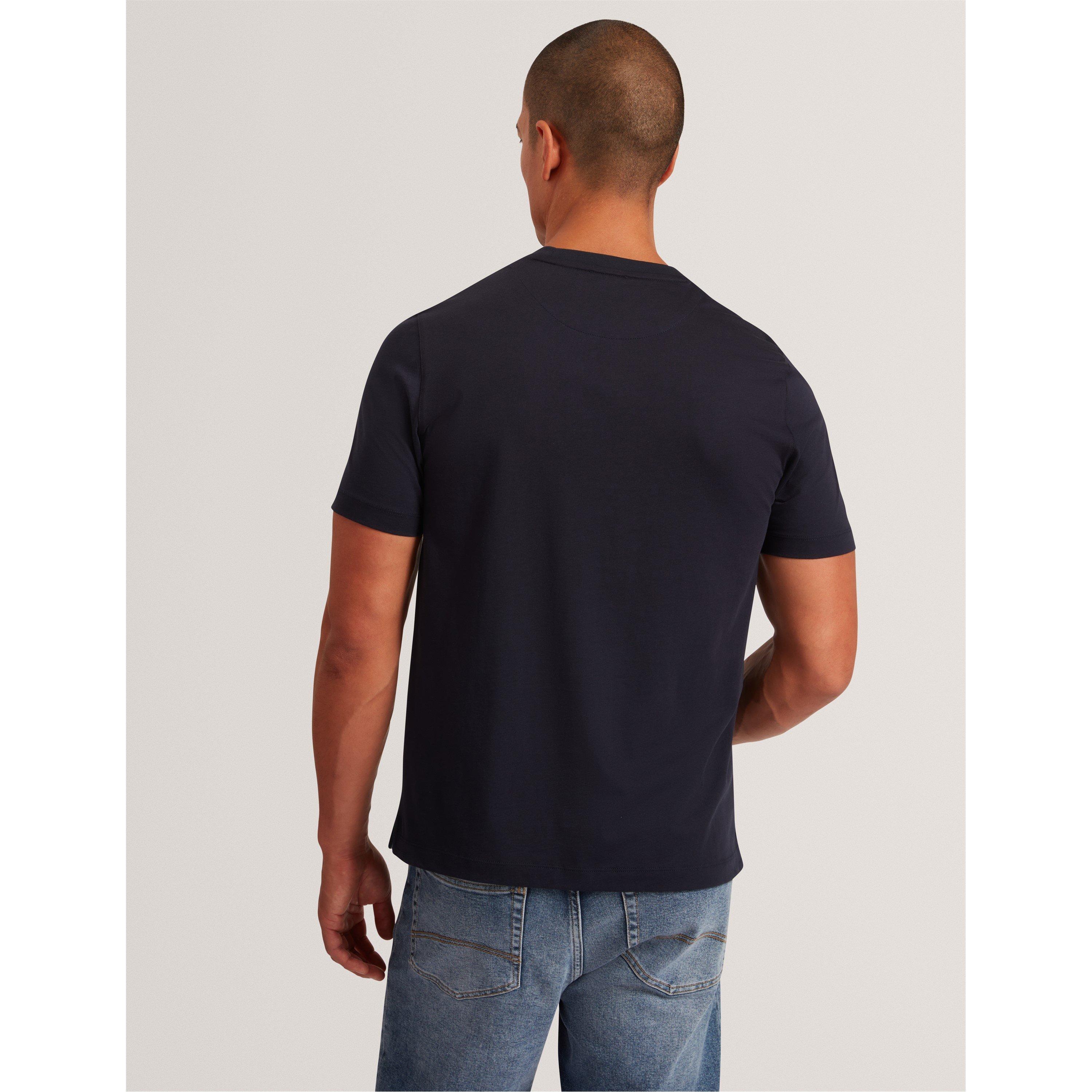 Navy - Ted Baker - Men's Box Print Regular Fit T-Shirt - 3