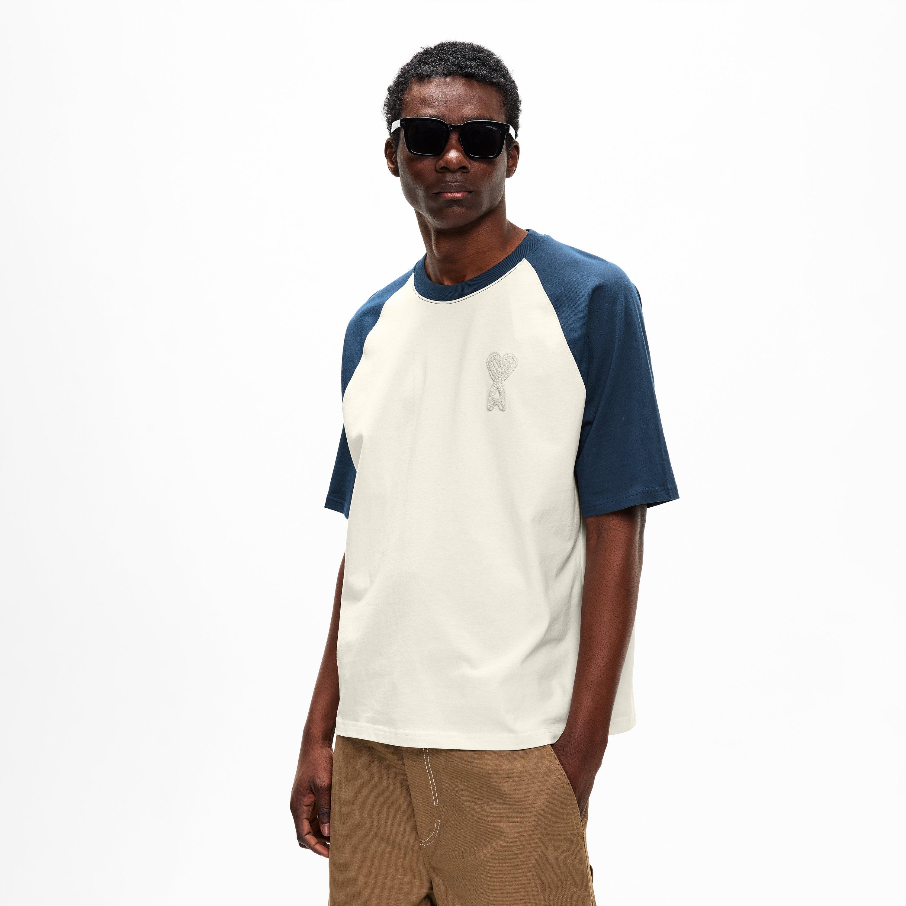 White/Navy - Ami Paris - Men's Crochet ADC T-Shirt - 3