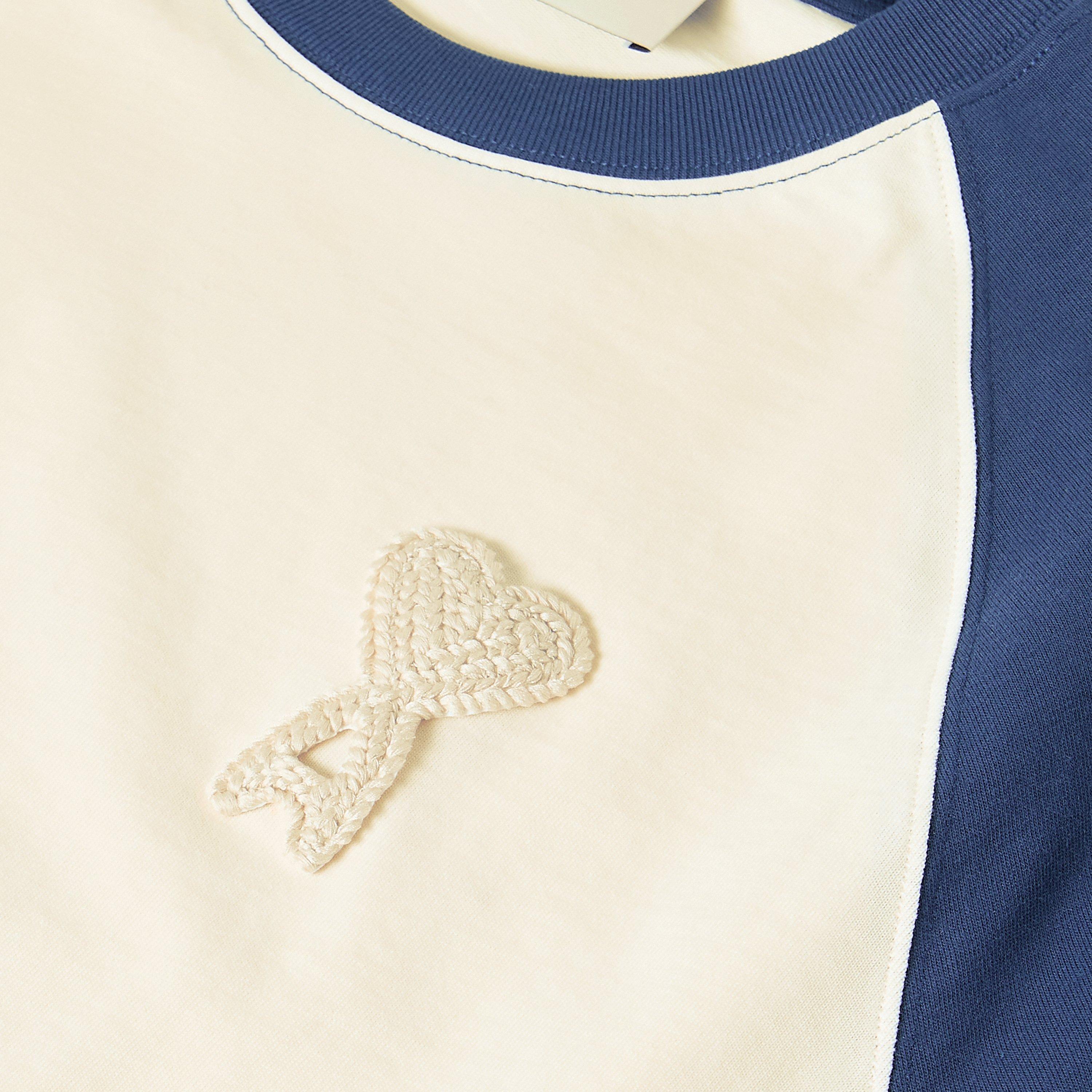 White/Navy - Ami Paris - Men's Crochet ADC T-Shirt - 5