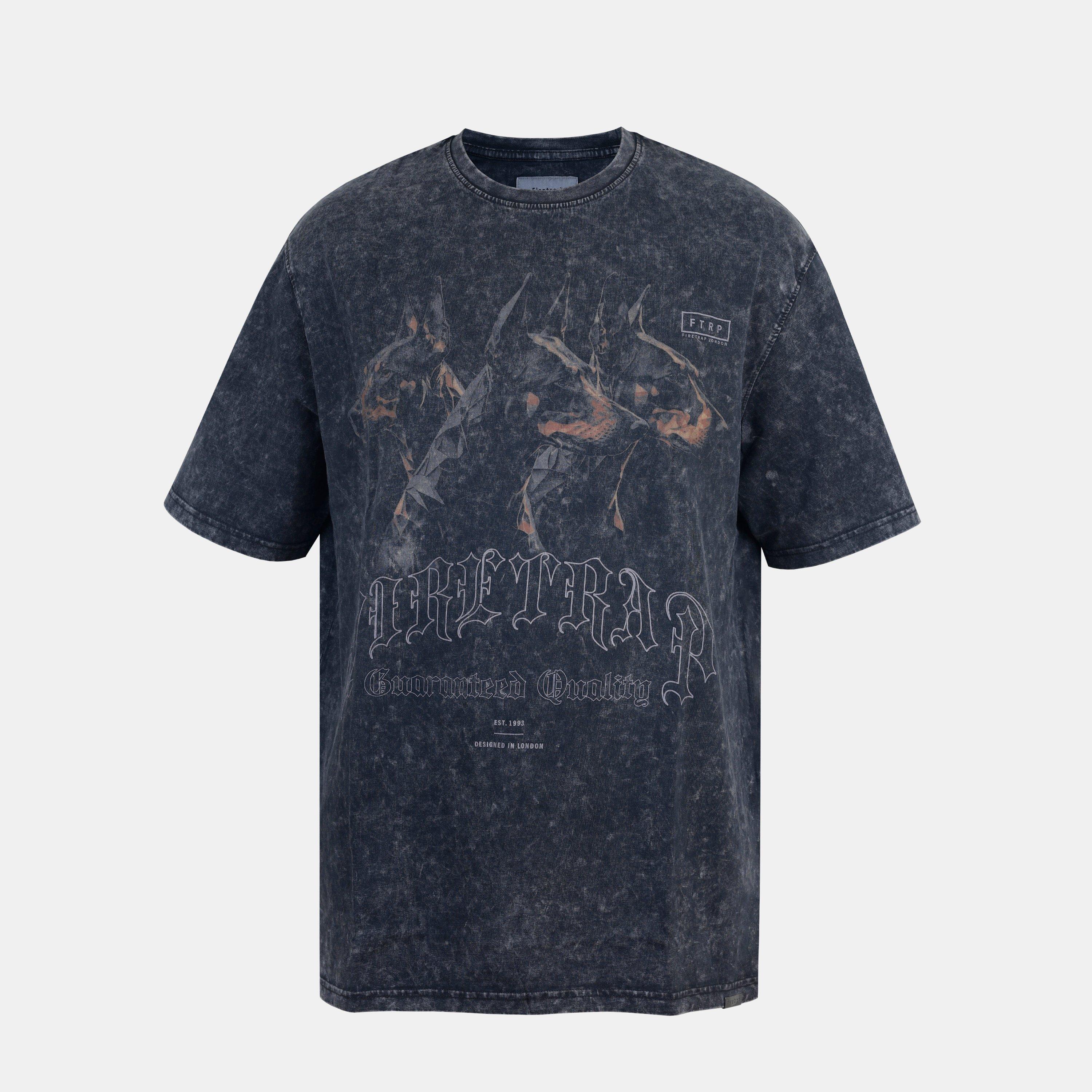 Firetrap Men's Acid Wash Oversized T-Shirt - Doberman - XL
