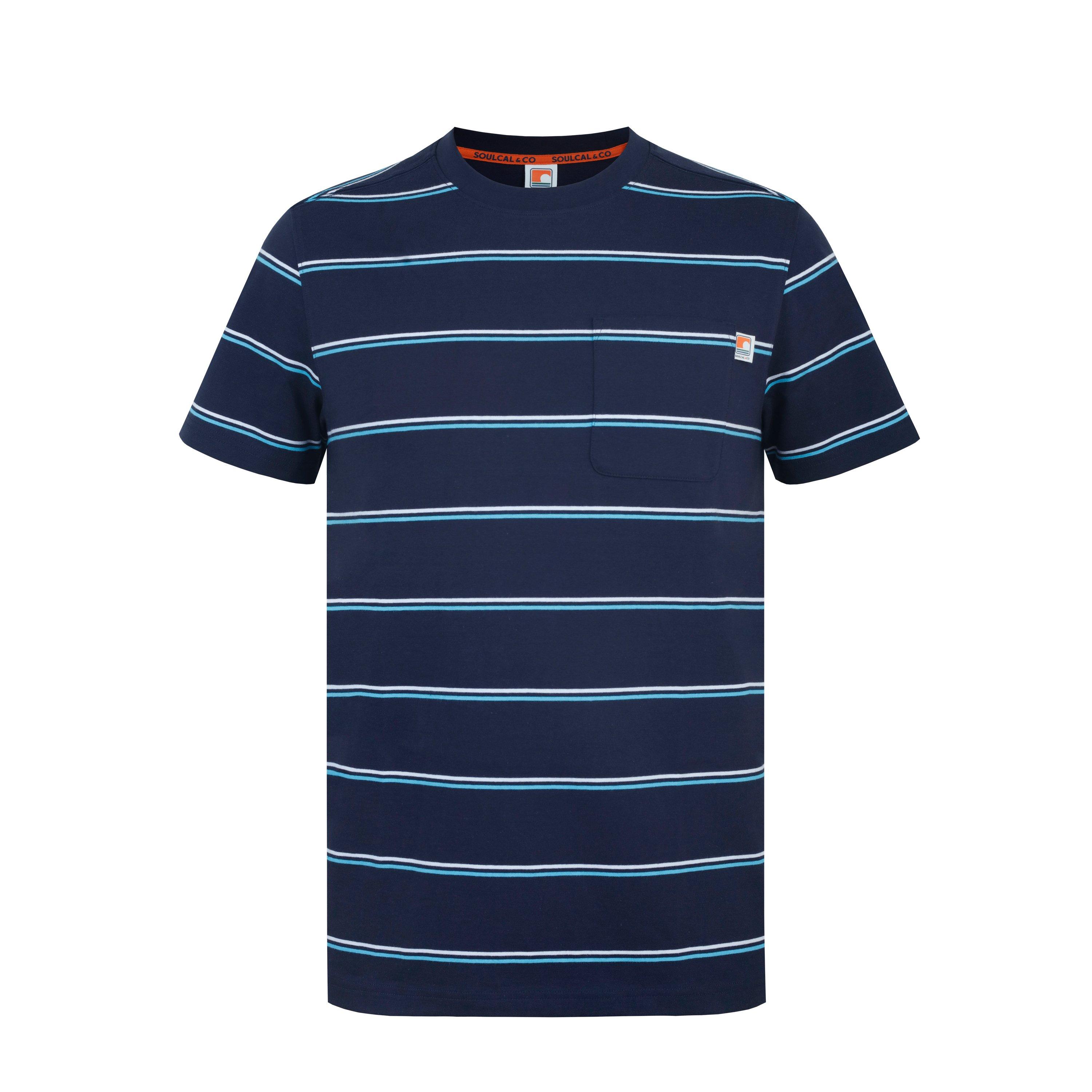 Navy - SoulCal - Men's Soul Stripe Regular Fit T-Shirt - 1