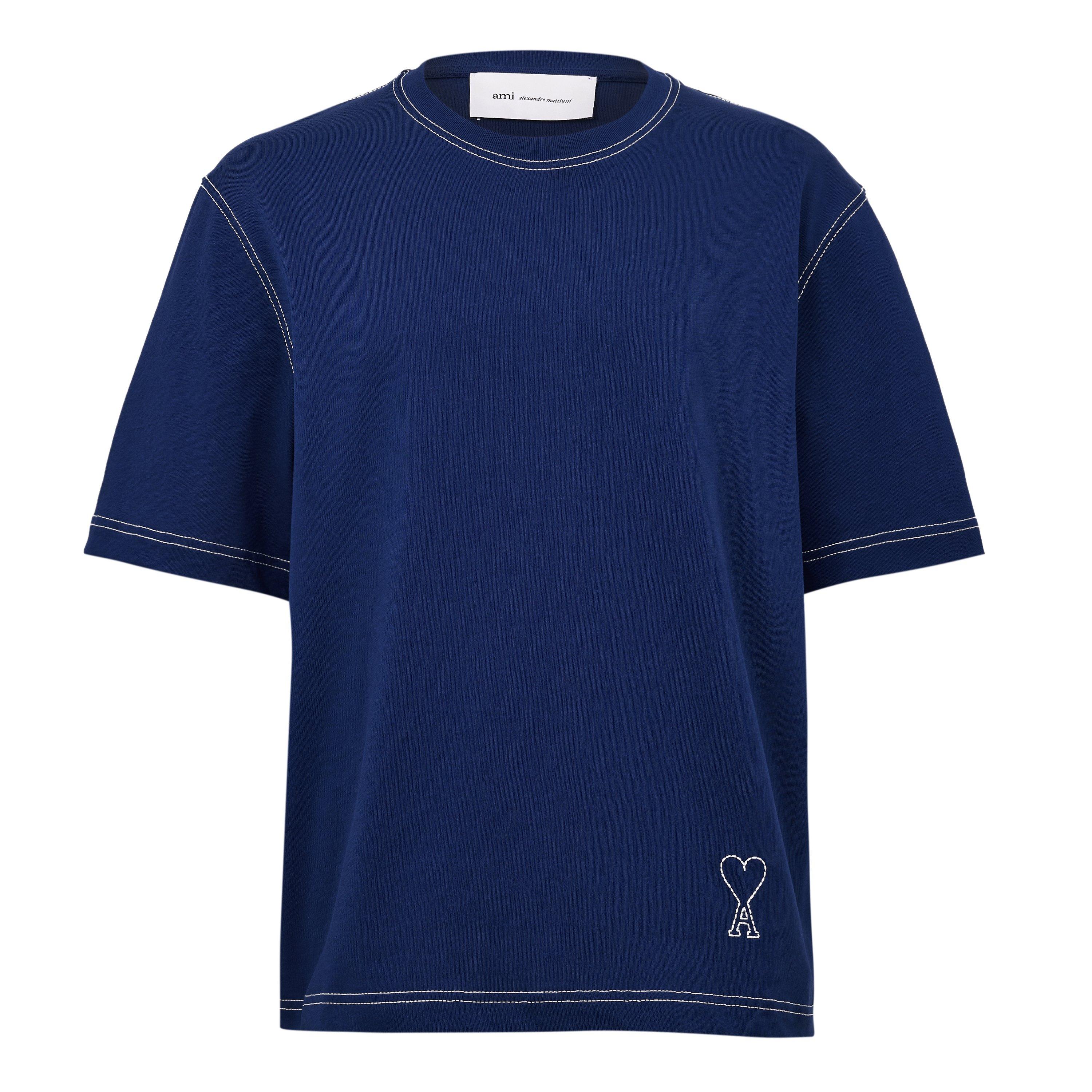 Navy - Ami Paris - Ami Topstitch Tee Sn62 - 1