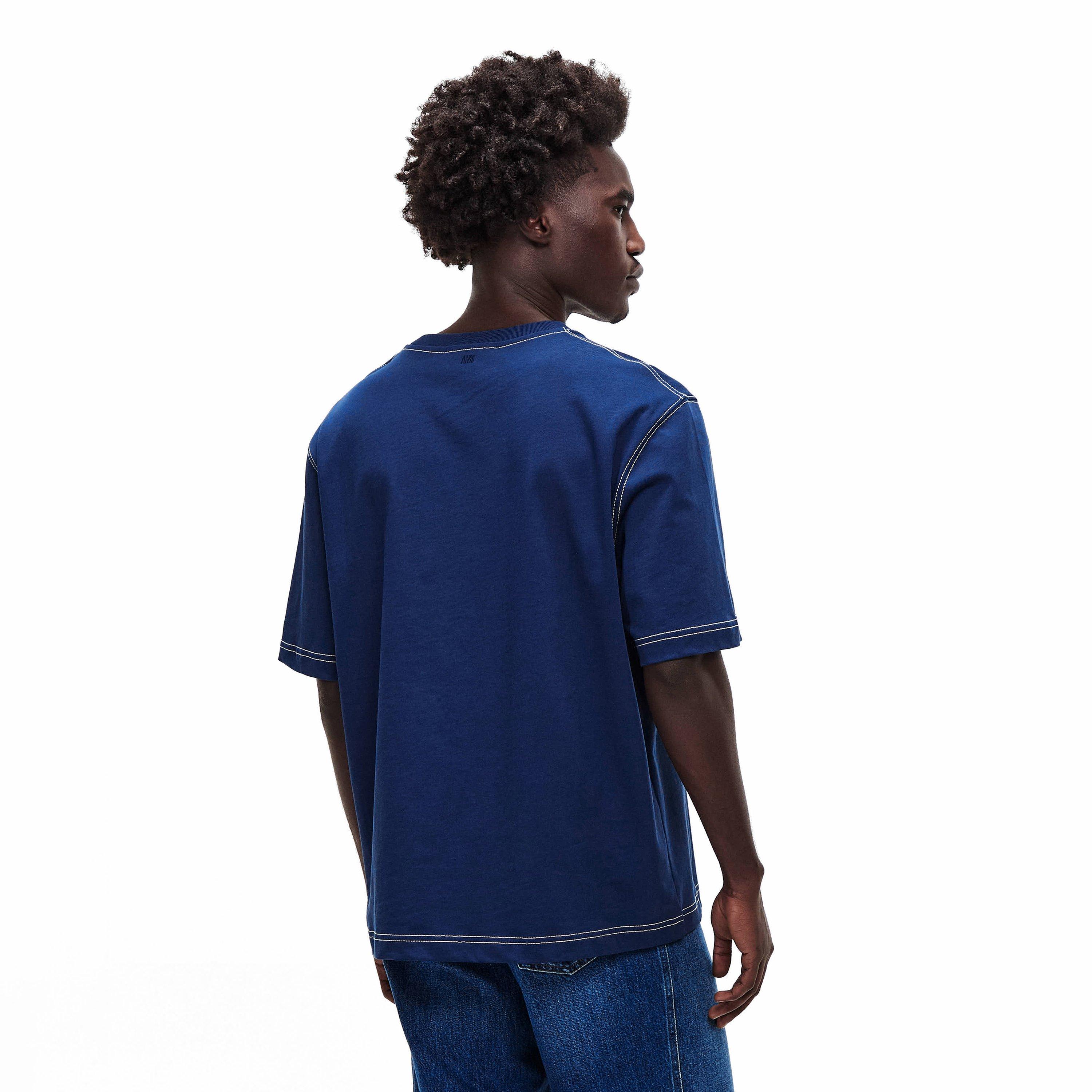 Navy - Ami Paris - Ami Topstitch Tee Sn62 - 4