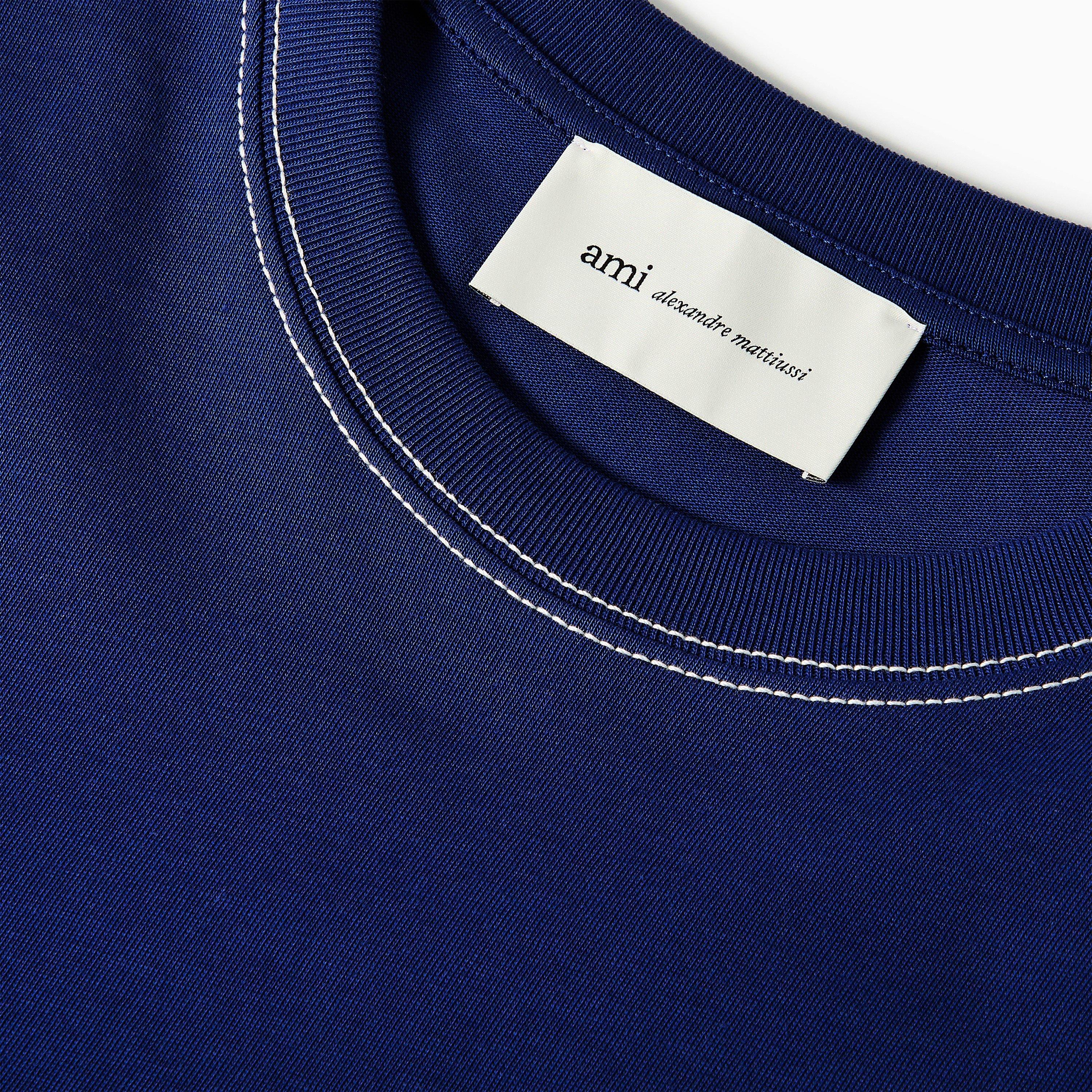 Navy - Ami Paris - Ami Topstitch Tee Sn62 - 5